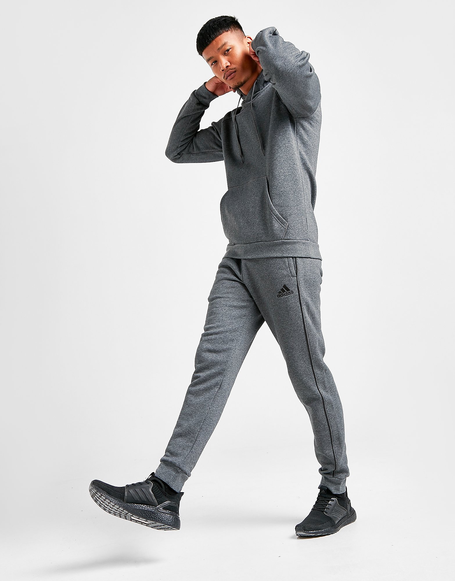 

adidas Football Fleece Joggers - Dark Grey Heather / Black/Black - Mens, Dark Grey Heather / Black/Black