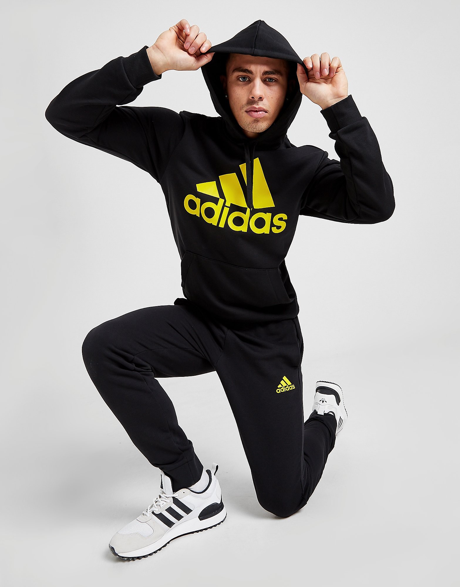 

adidas Badge of Sport Fleece Overhead Tracksuit - Only at JD - Black - Mens, Black