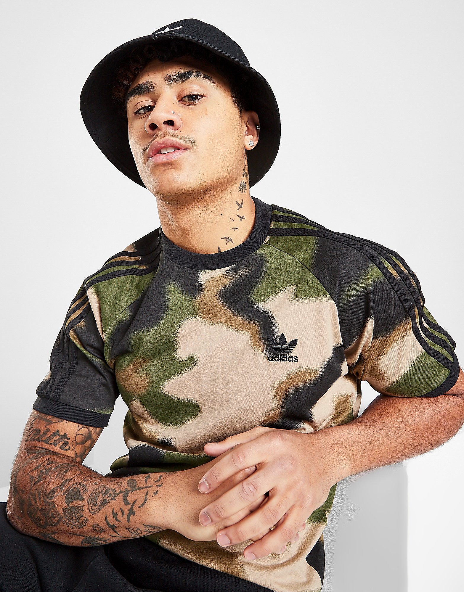 

adidas Originals California 3-Stripes T-Shirt - Wild Pine / Multicolor / Black - Mens, Wild Pine / Multicolor / Black