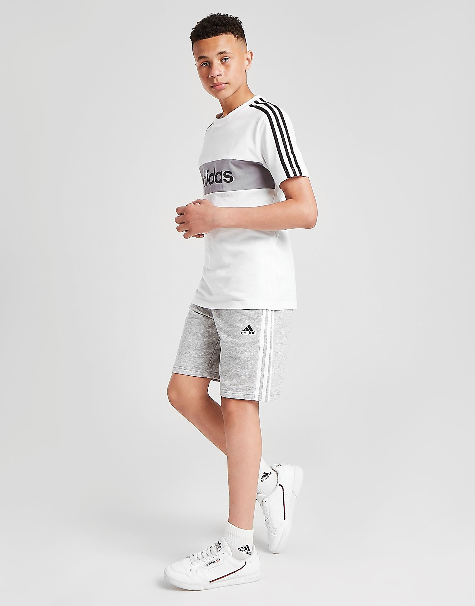 

adidas 3-Stripes French Terry Shorts Junior - Grey - Kids, Grey