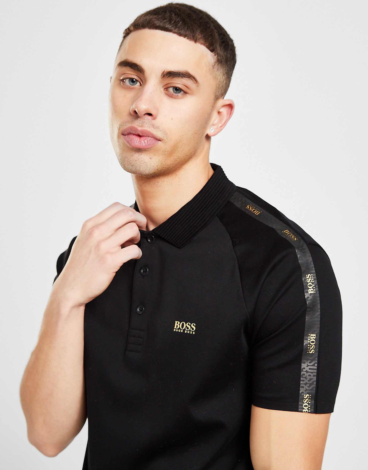 

BOSS Tape Polo Shirt - Black/Gold - Mens, Black/Gold