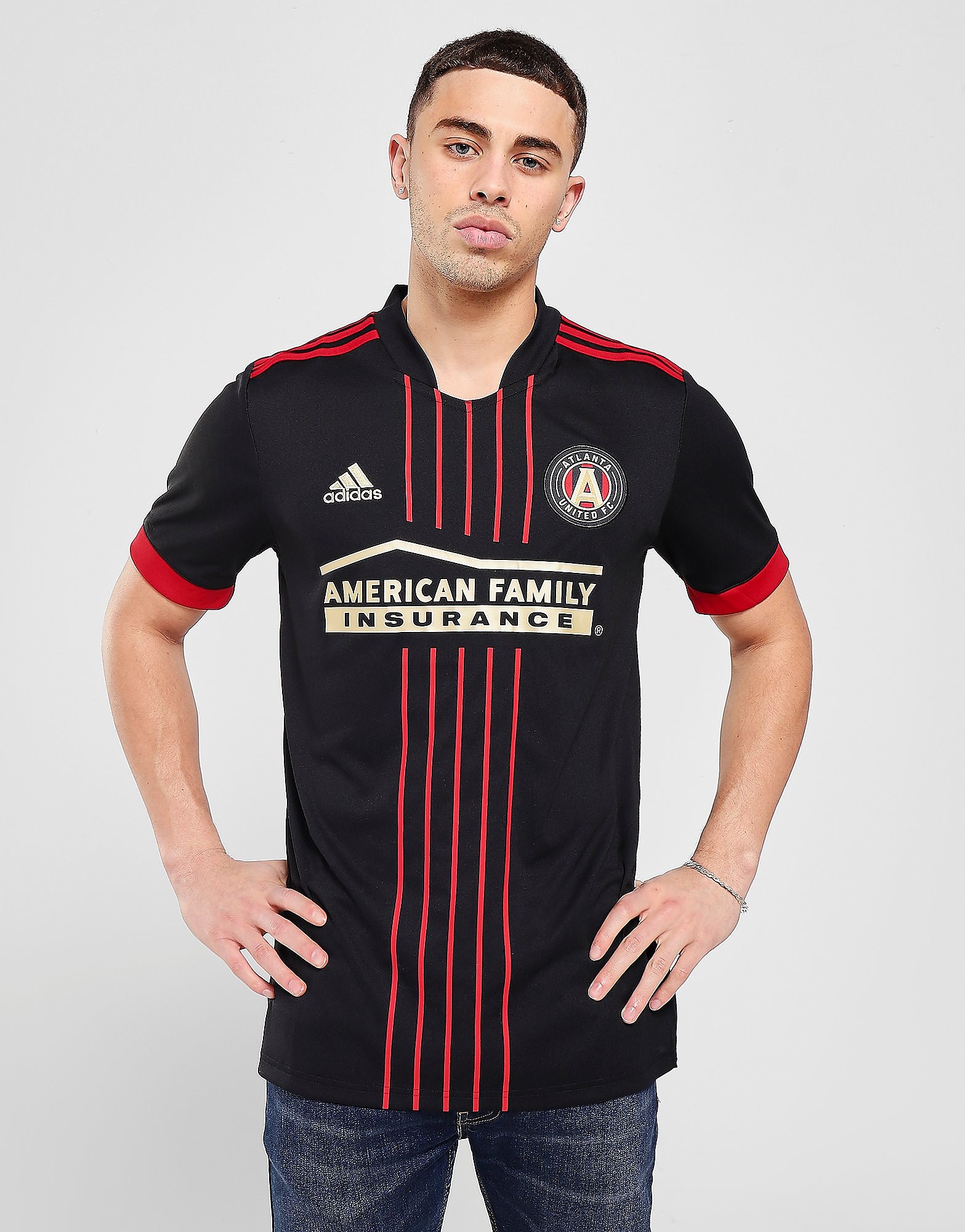 Adidas atlanta united 2021/22 home shirt - mens, musta, adidas