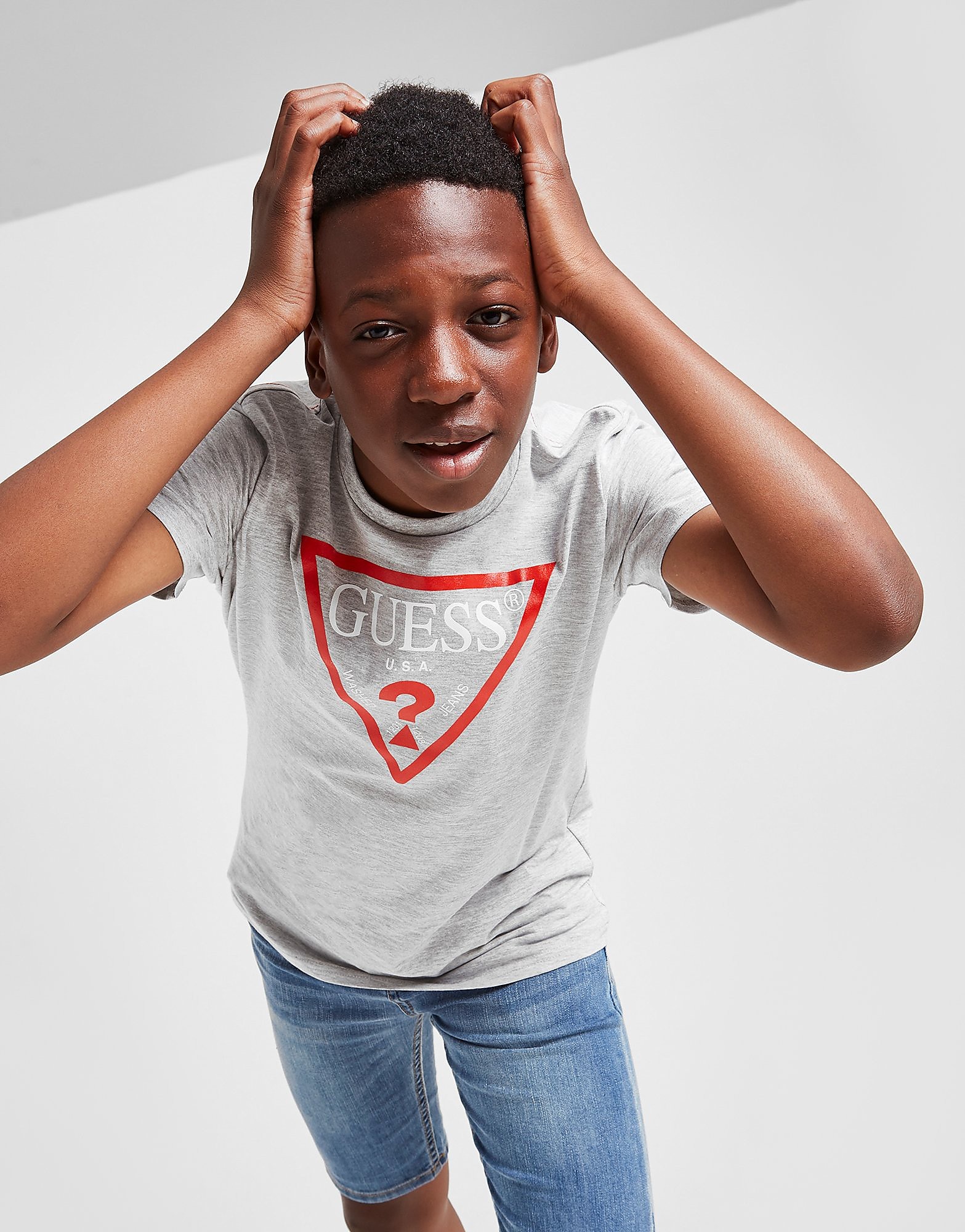 

GUESS Triangle Logo T-Shirt Junior - Grey - Kids, Grey