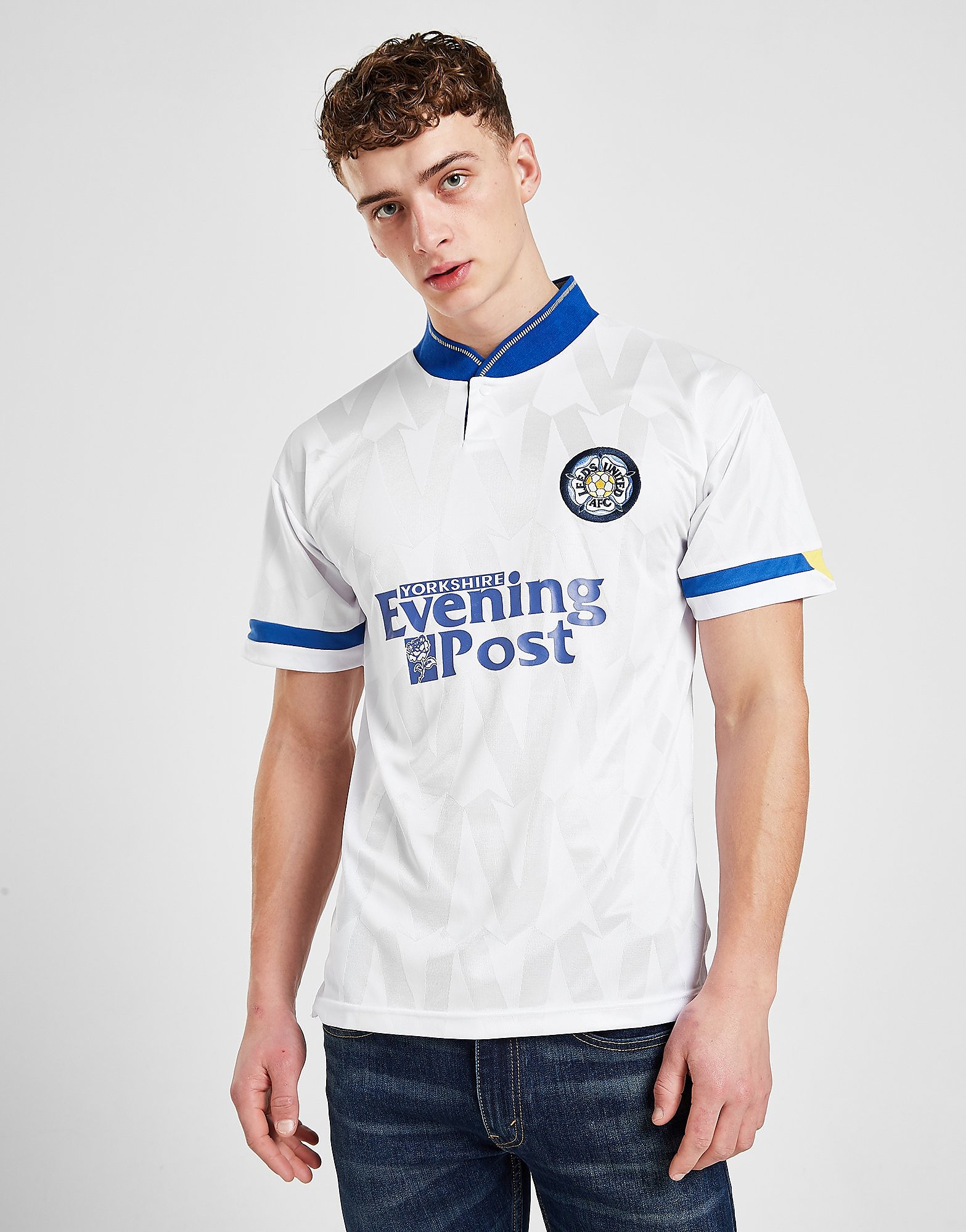 

Score Draw Leeds United FC '92 Retro Home Shirt - White/Blue - Mens, White/Blue