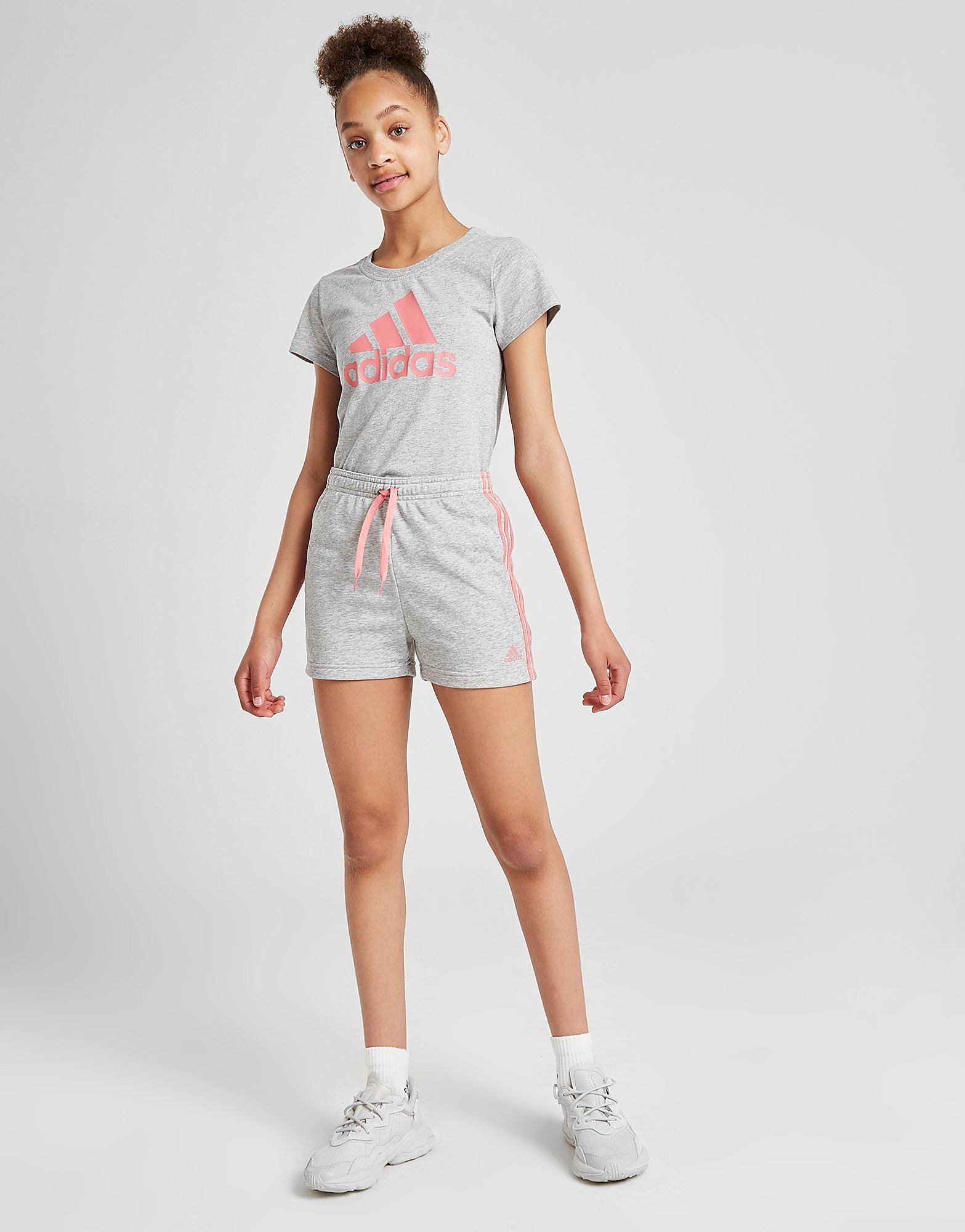 

adidas Girls' Large Linear Logo T-Shirt Junior - Grey - Kids, Grey