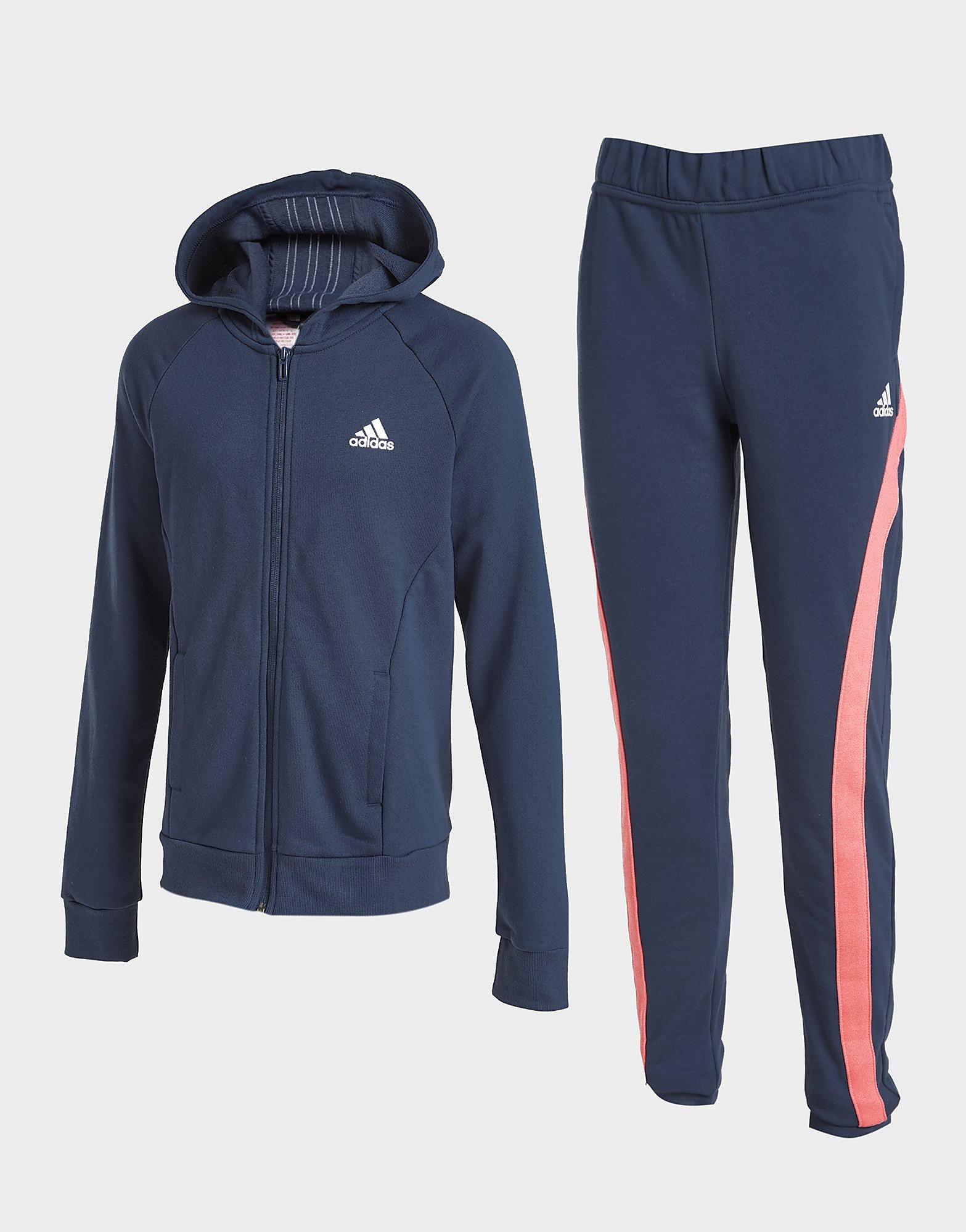 

adidas Girls' Core Badge Of Sport Hooded tracksuit Junior - Crew Navy / White - Kids, Crew Navy / White