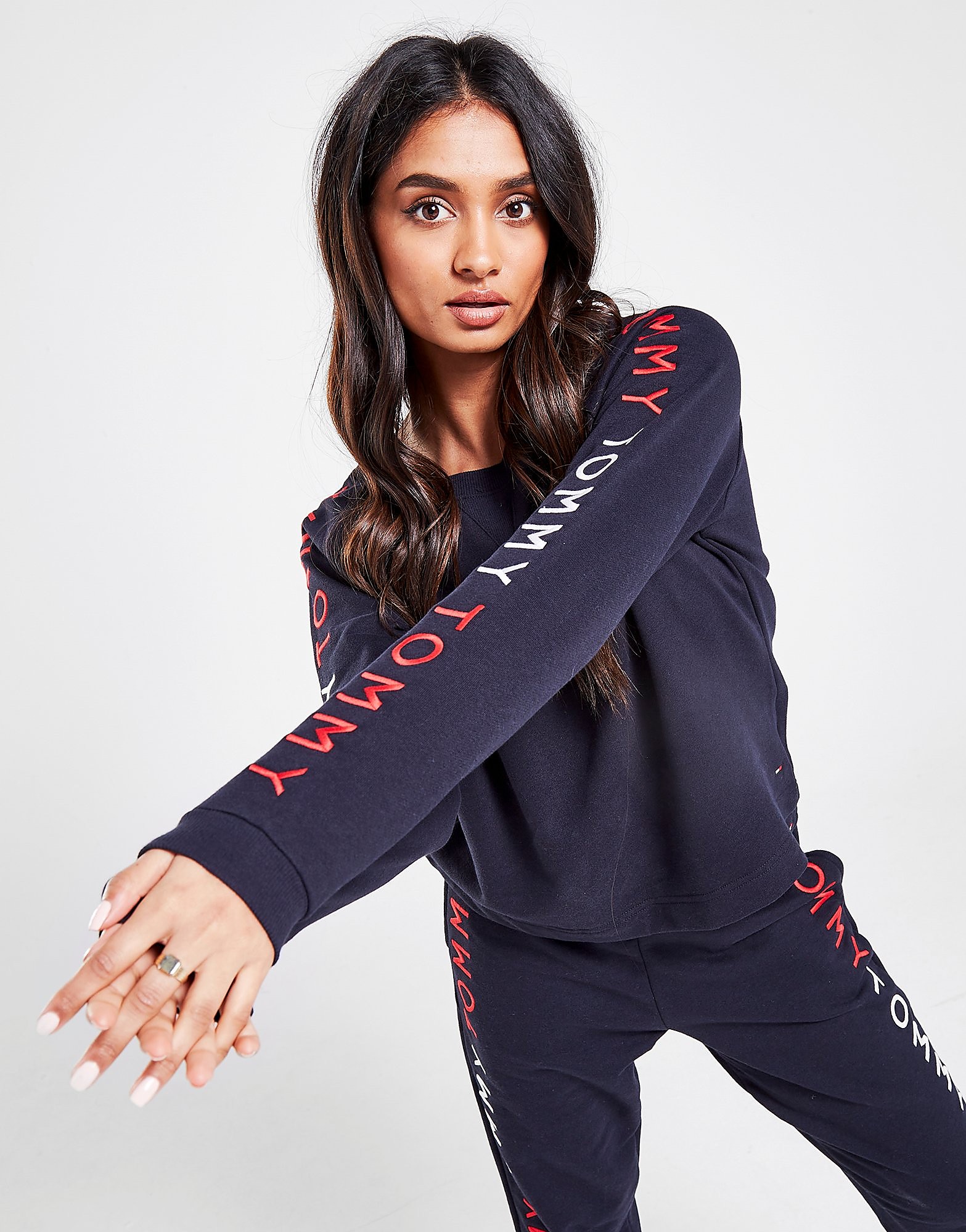 

Tommy Hilfiger Embroidered Logo Crew Sweatshirt - Navy - Womens, Navy