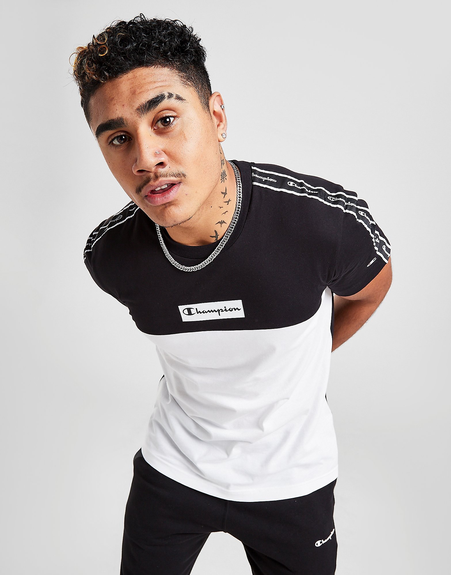 

Champion Tape Colour Block T-Shirt - Only at JD - Black - Mens, Black