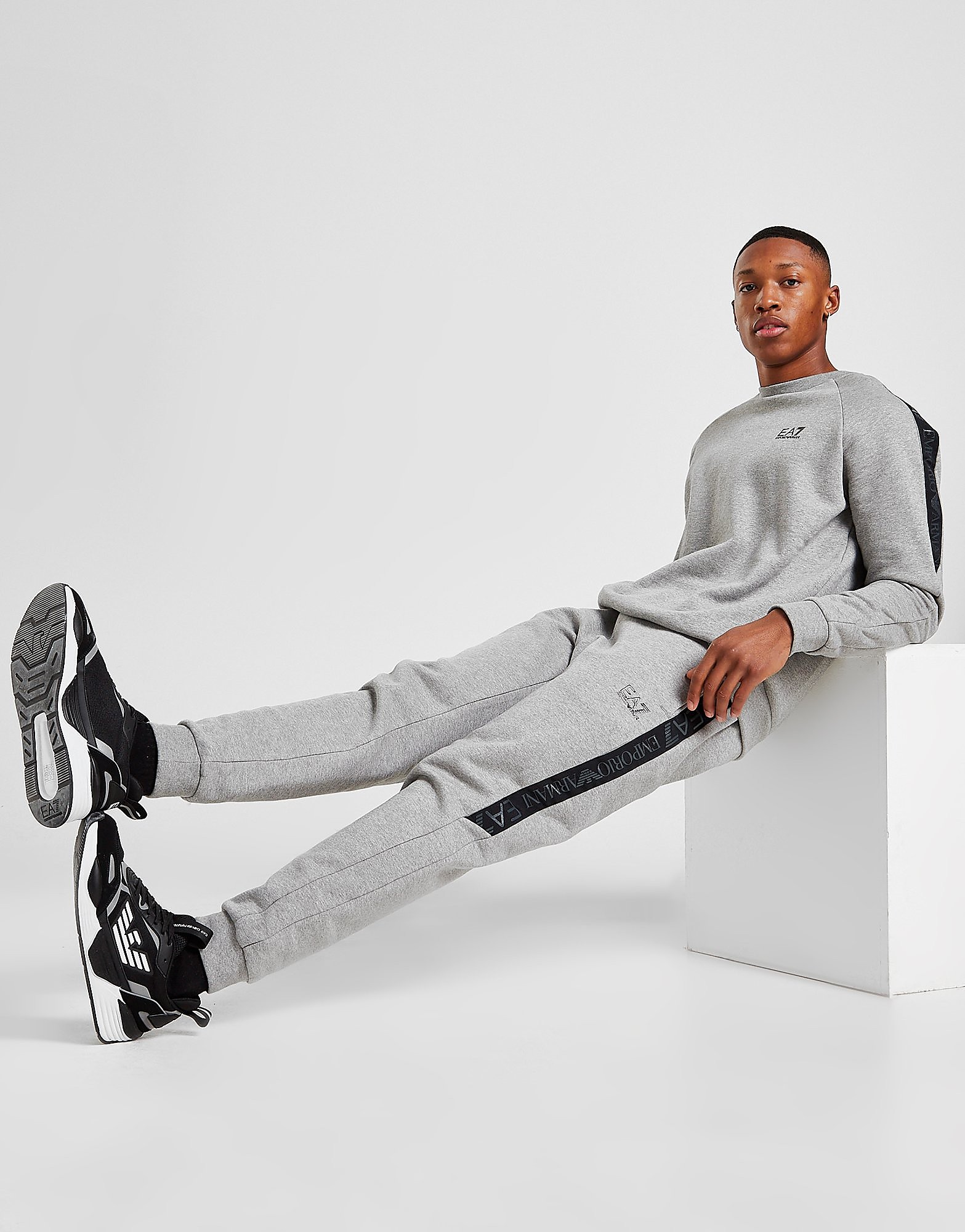 

Emporio Armani EA7 Grain Tape Crew Tracksuit - Only at JD - Grey - Mens, Grey