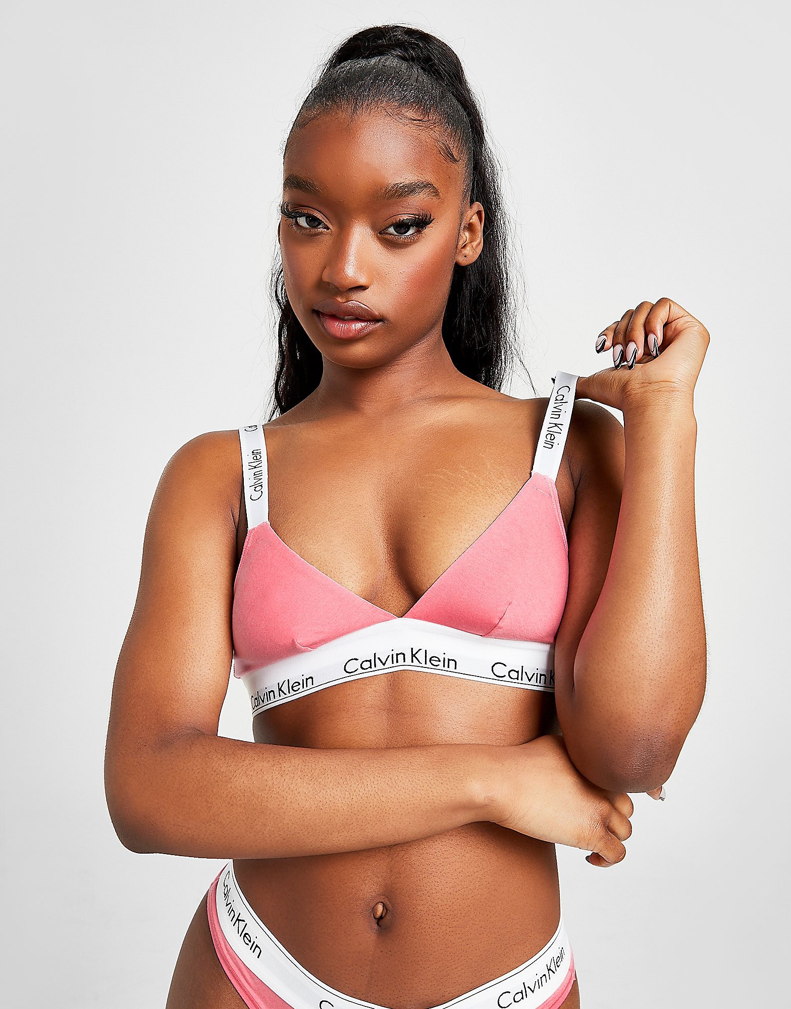 

Calvin Klein Underwear Modern Cotton Triangle Bra - Pink/White - Womens, Pink/White