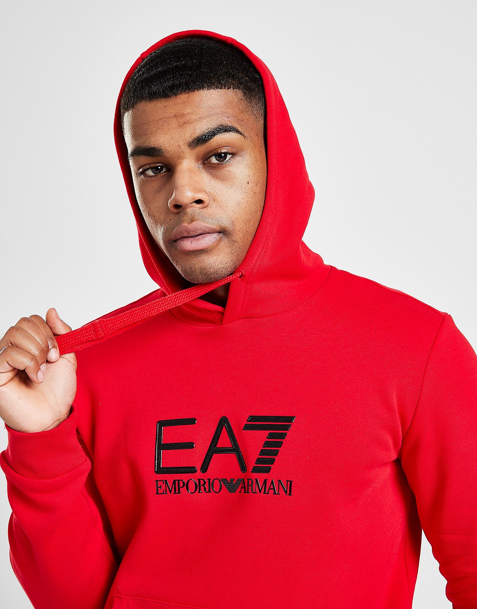 

Emporio Armani EA7 Silicone Large Logo Overhead Hoodie - Only at JD - Red - Mens, Red