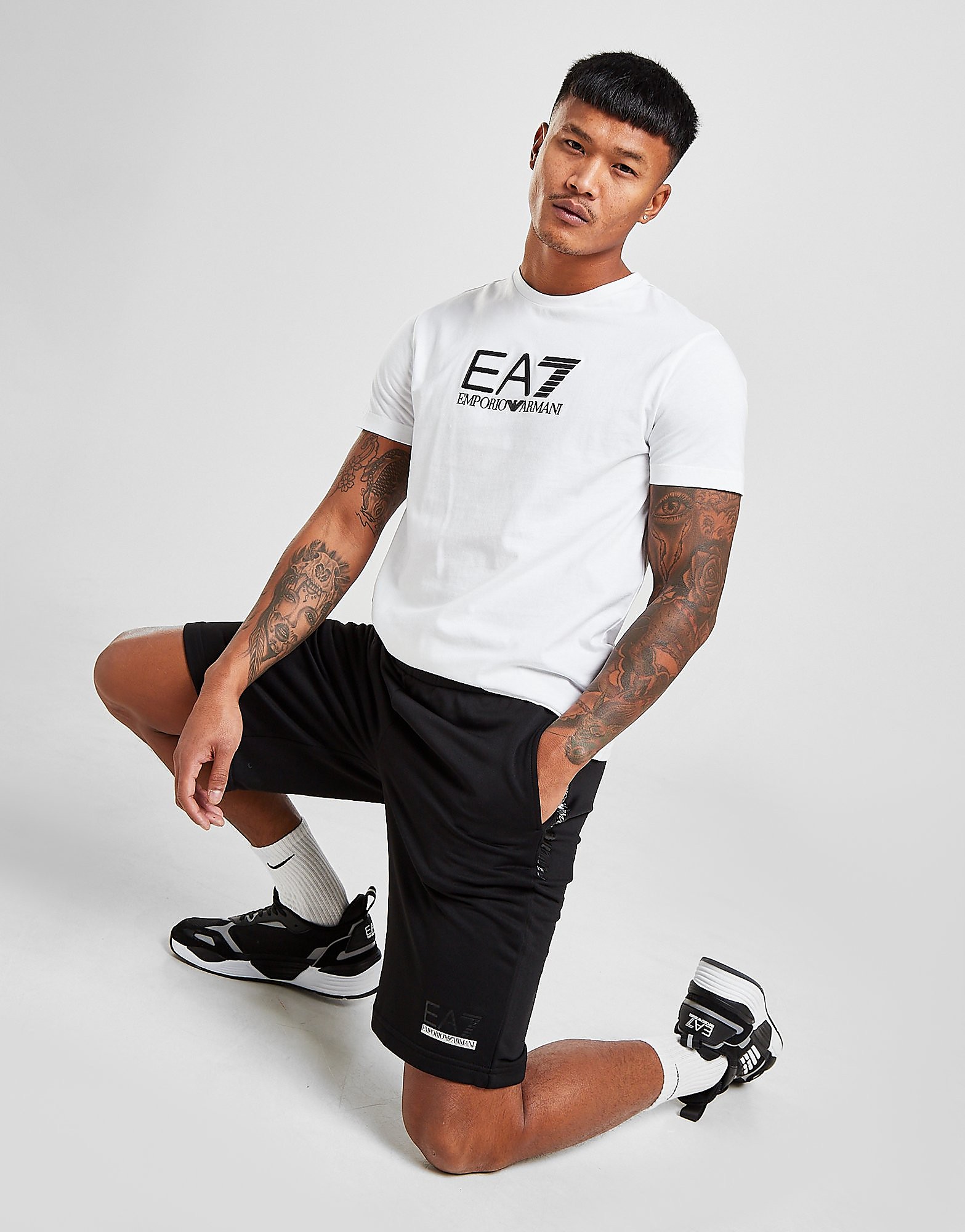 

Emporio Armani EA7 Carbon Stripe Shorts - Only at JD - Black - Mens, Black