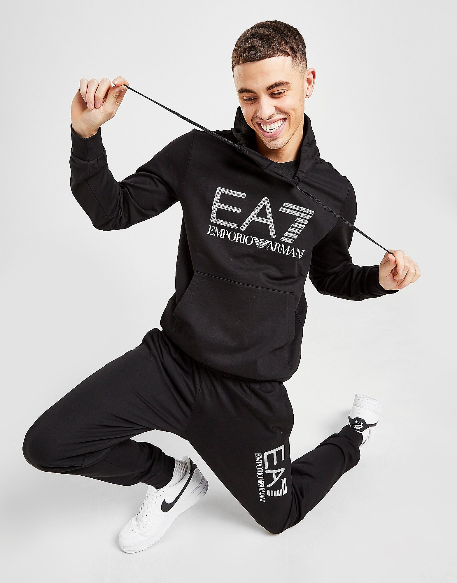 

Emporio Armani EA7 Large Logo Overhead Hoodie - Black - Mens, Black