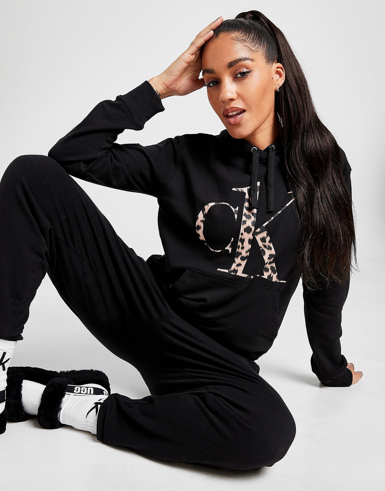

Calvin Klein Leopard Infill Hoodie - Black - Womens, Black