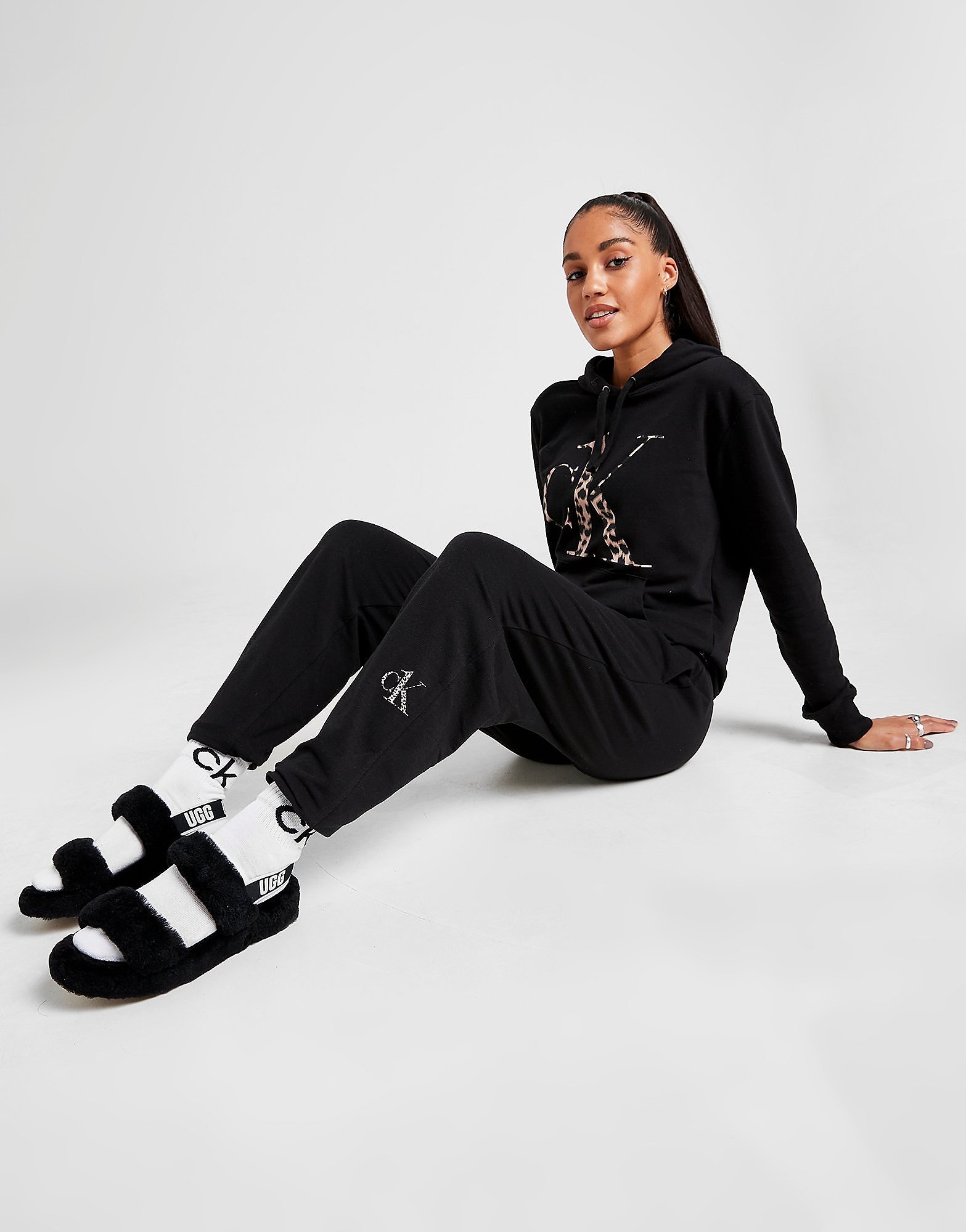 

Calvin Klein Leopard Infill Joggers - Black - Womens, Black
