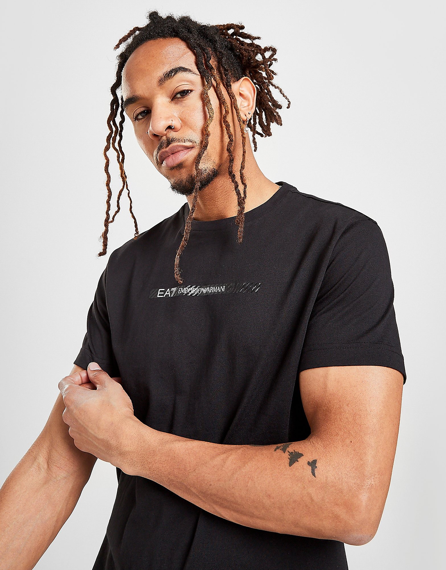

Emporio Armani EA7 Carbon Stripe T-Shirt - Only at JD - Black - Mens, Black
