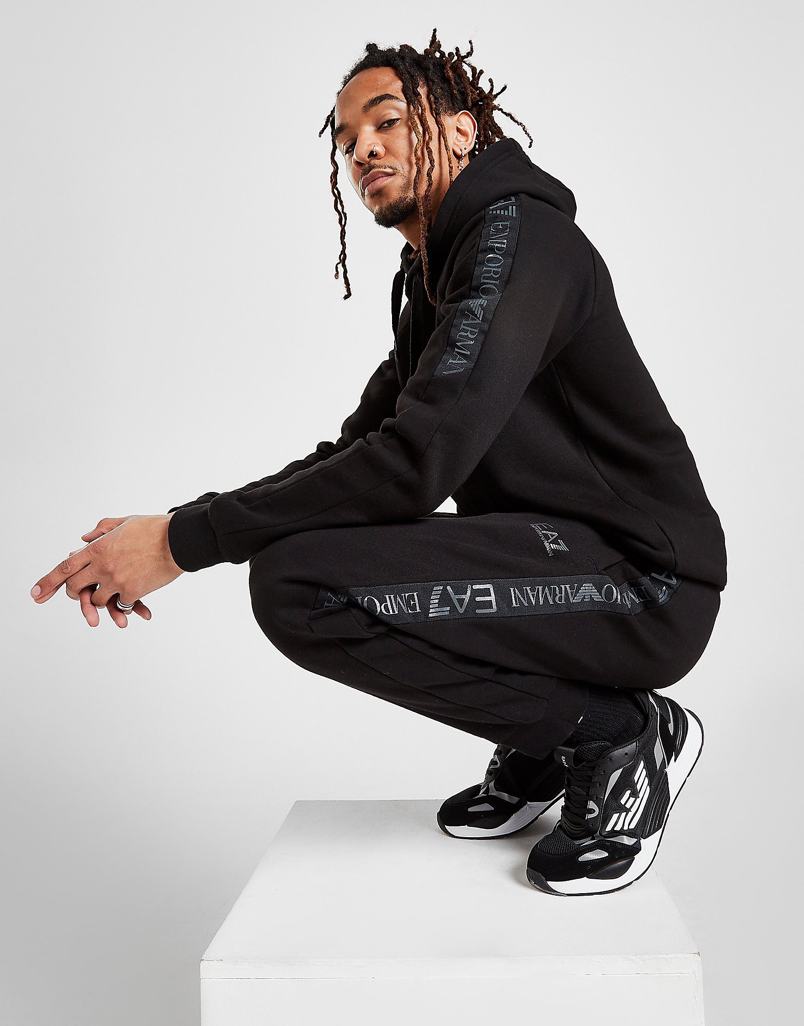 Emporio Armani EA7 Grain Tape Joggers - Only at JD - Black - Mens, Black