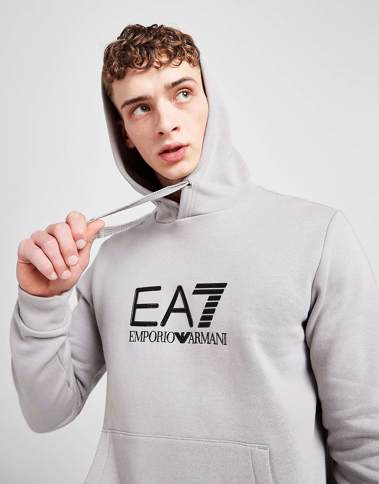 Emporio armani ea7 silicone large logo overhead hoodie only at jd mens harmaa emporio armani ea7 JD Sports