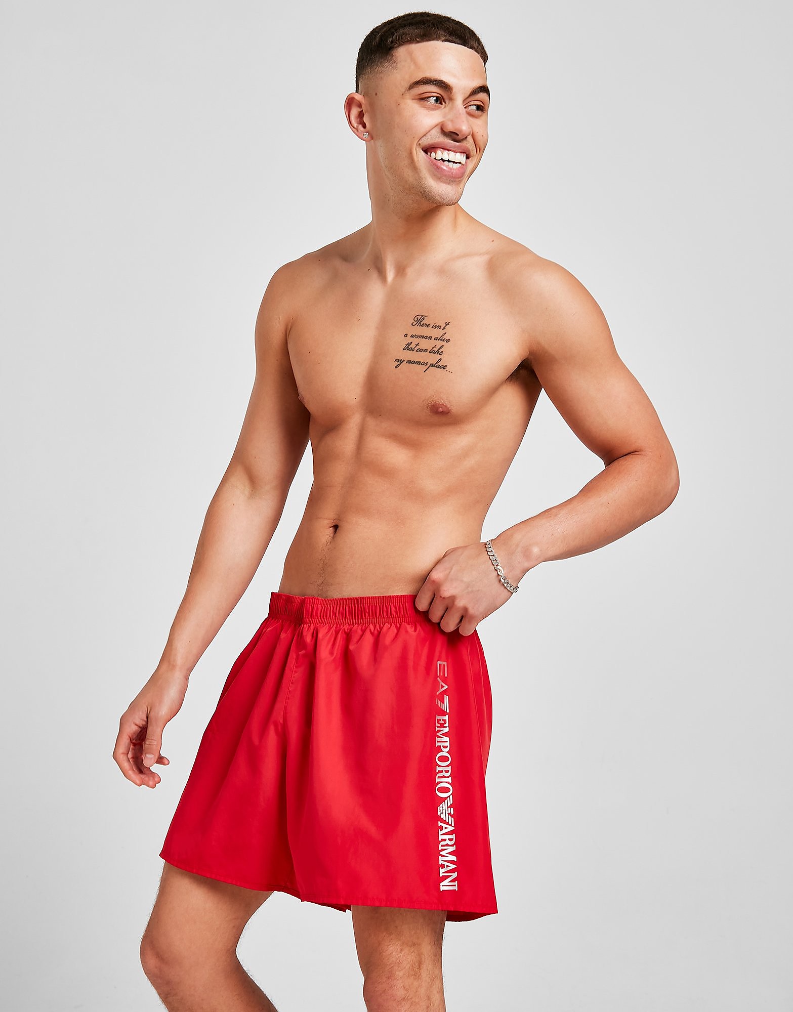 

Emporio Armani EA7 Extended Logo Swim Shorts - Red - Mens, Red