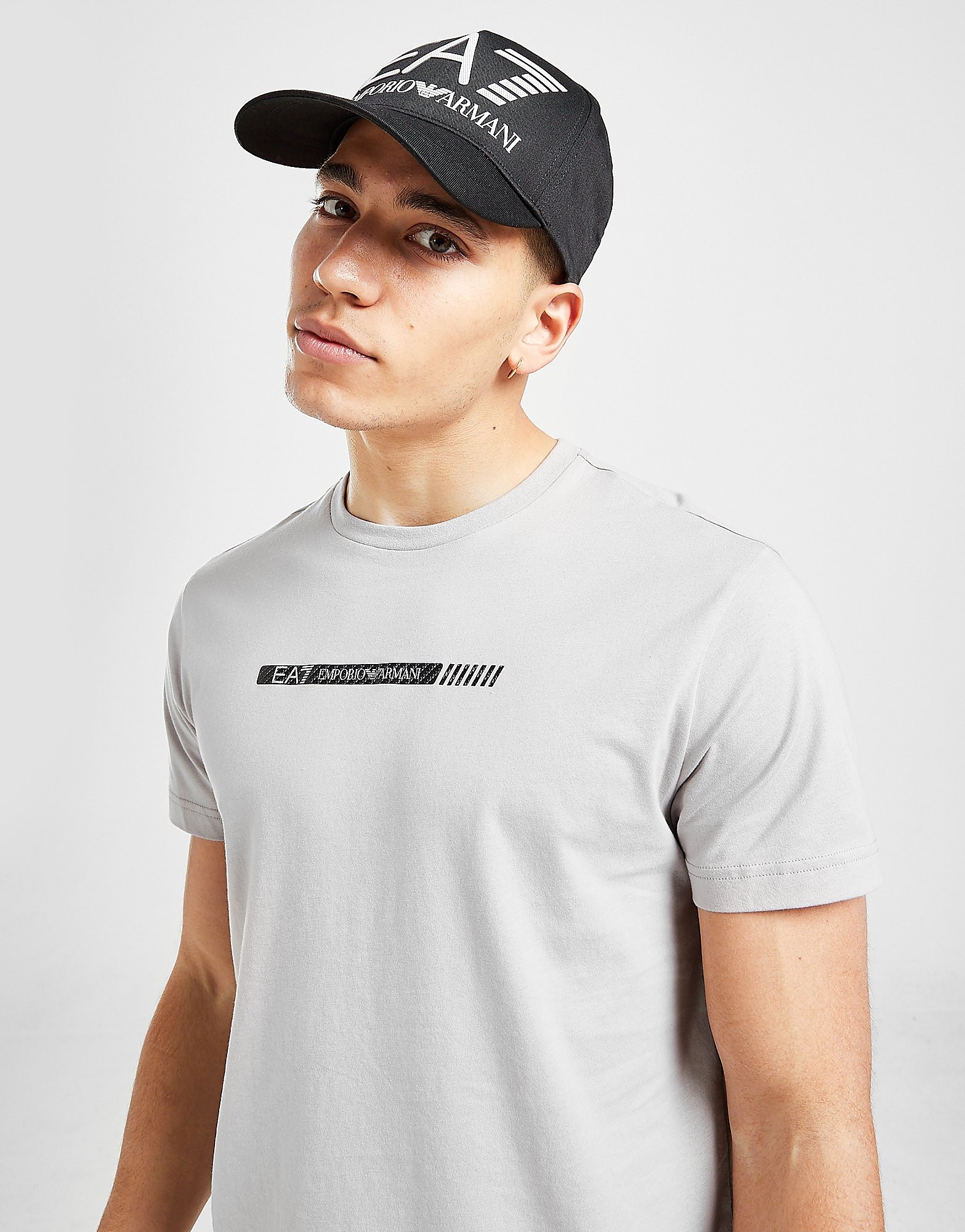 Emporio Armani EA7 Carbon Stripe T-Shirt - GREY - Mens, GREY