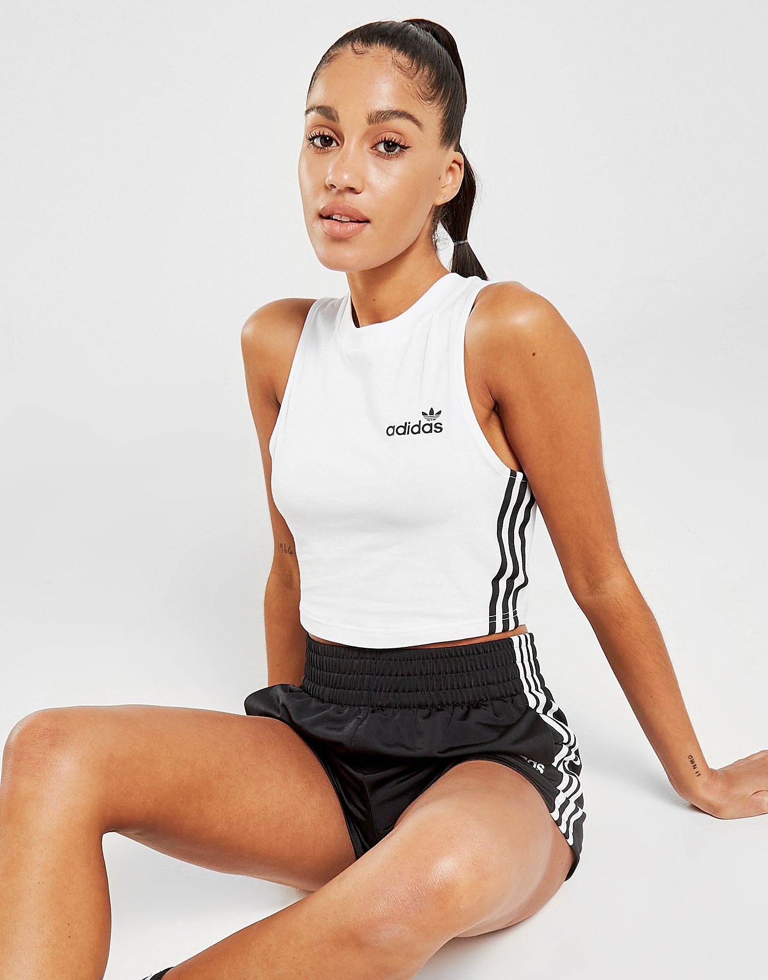 

adidas Originals 3-Stripes Linear Tank Top - Only at JD - White - Womens, White