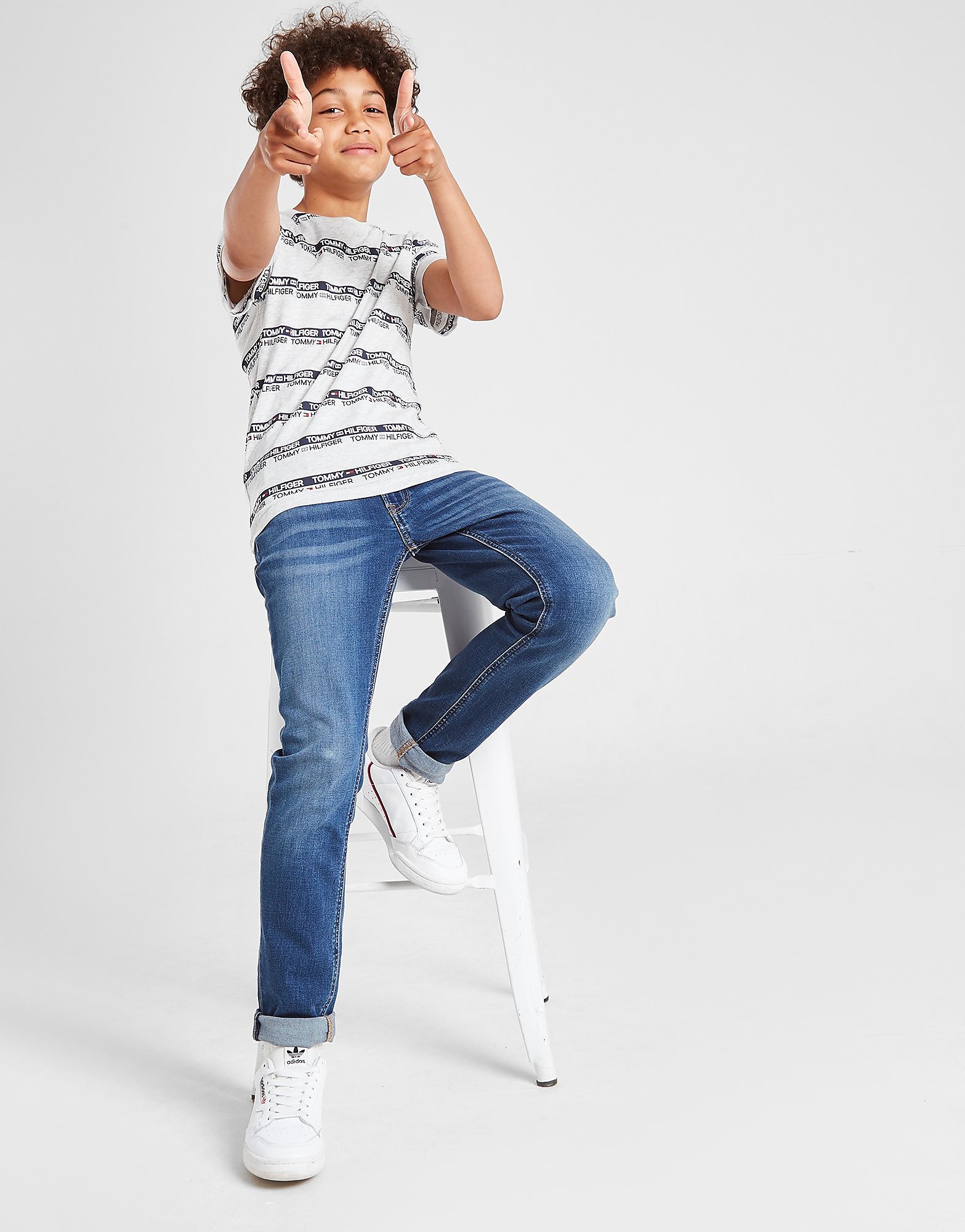 

Tommy Hilfiger All Over Print Stripe Tape T-Shirt Junior - Grey - Kids, Grey