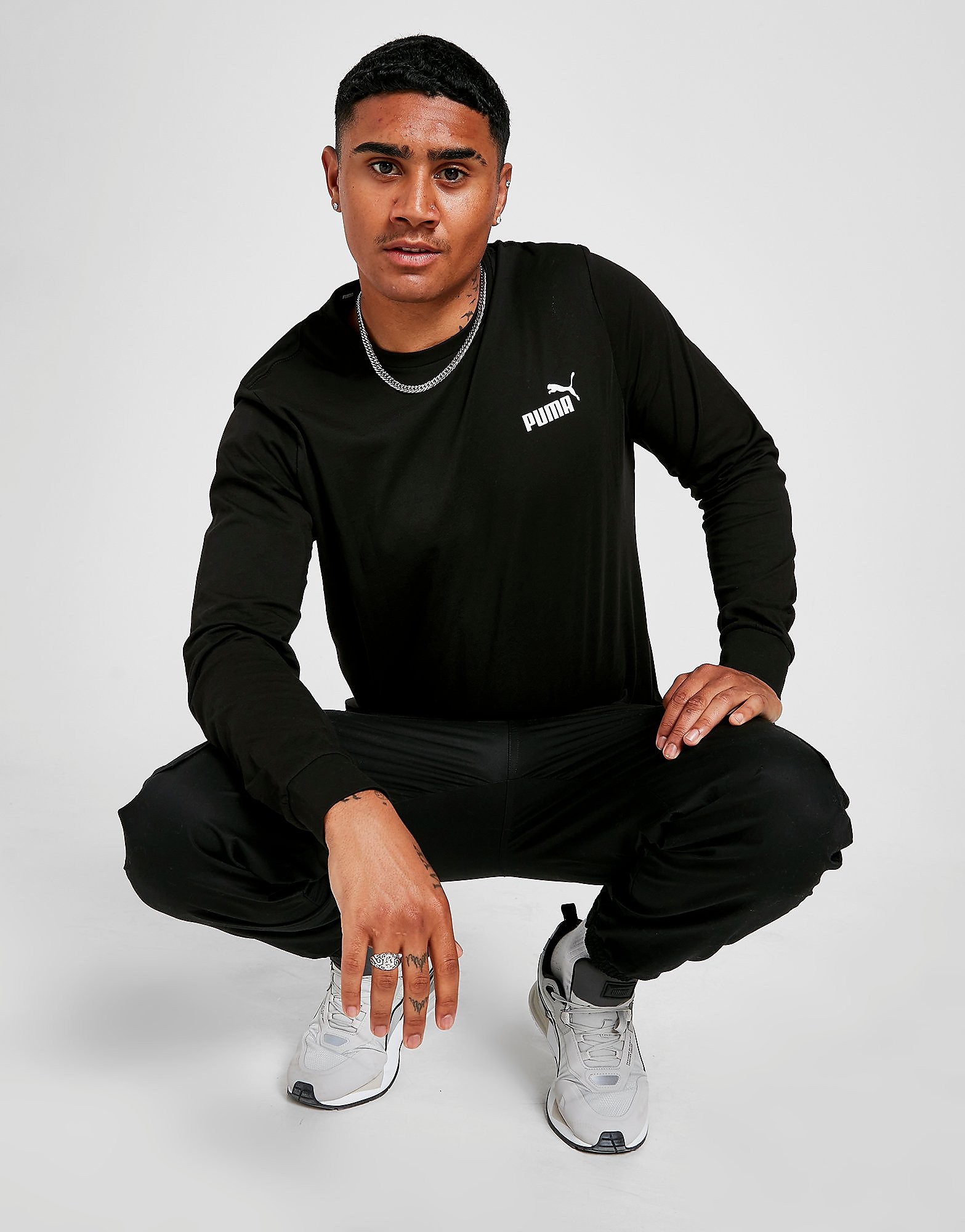 

Puma No.1 Logo Long Sleeve T-Shirt - Black - Mens, Black