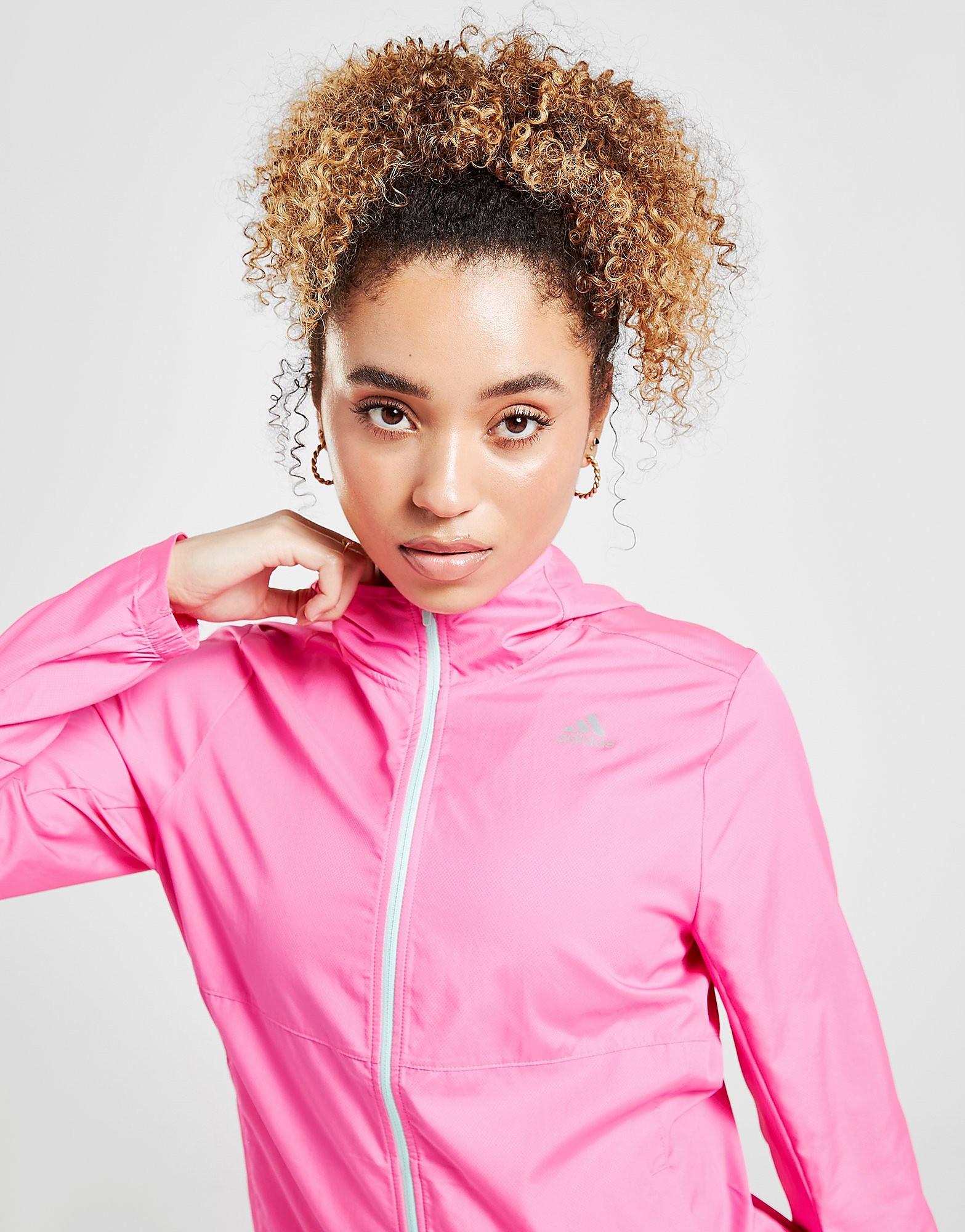 

adidas Own the Run Hooded Windbreaker - Screaming Pink - Womens, Screaming Pink