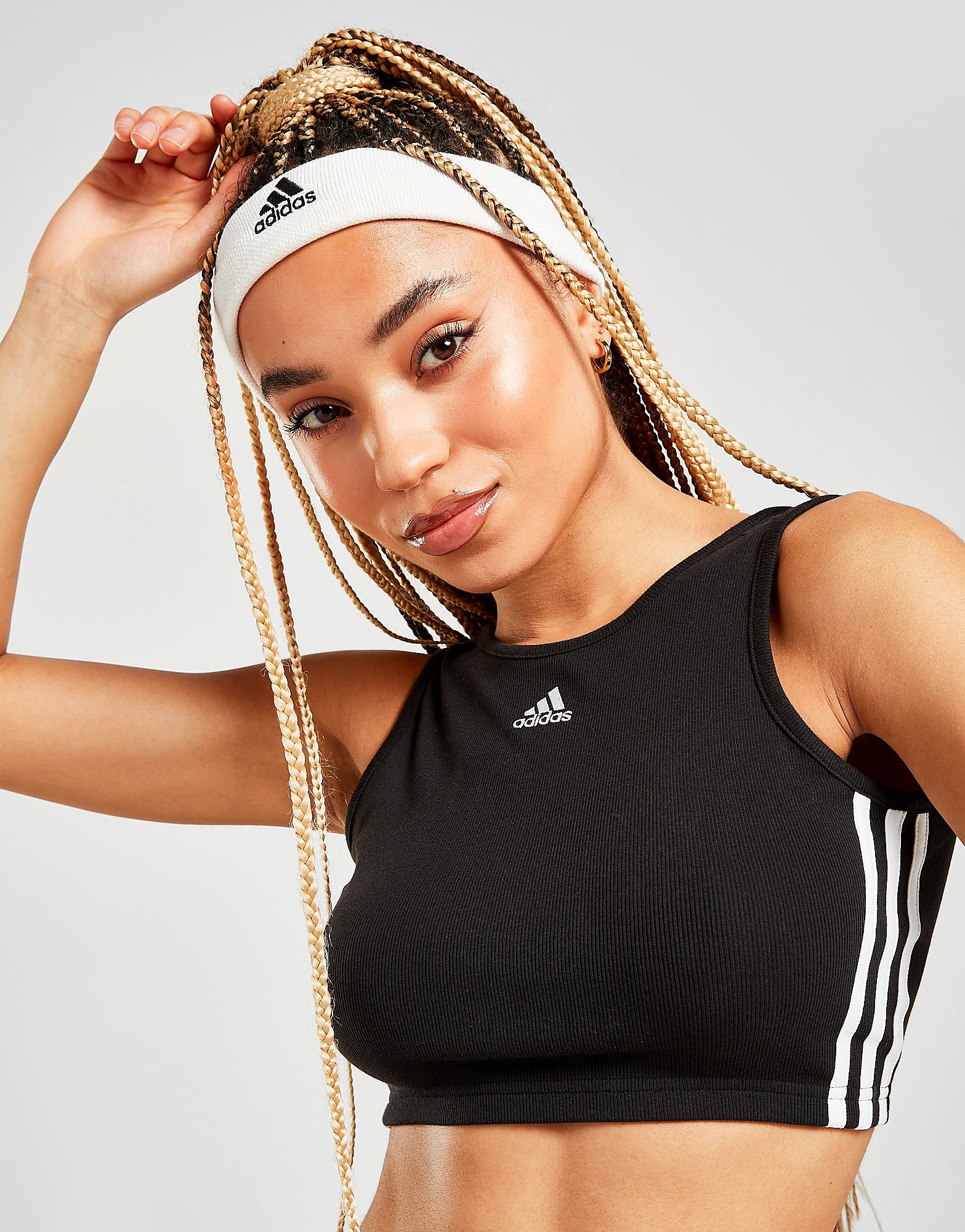 

adidas 3-Stripes Badge of Sport Rib Tank Top - Black - Womens, Black