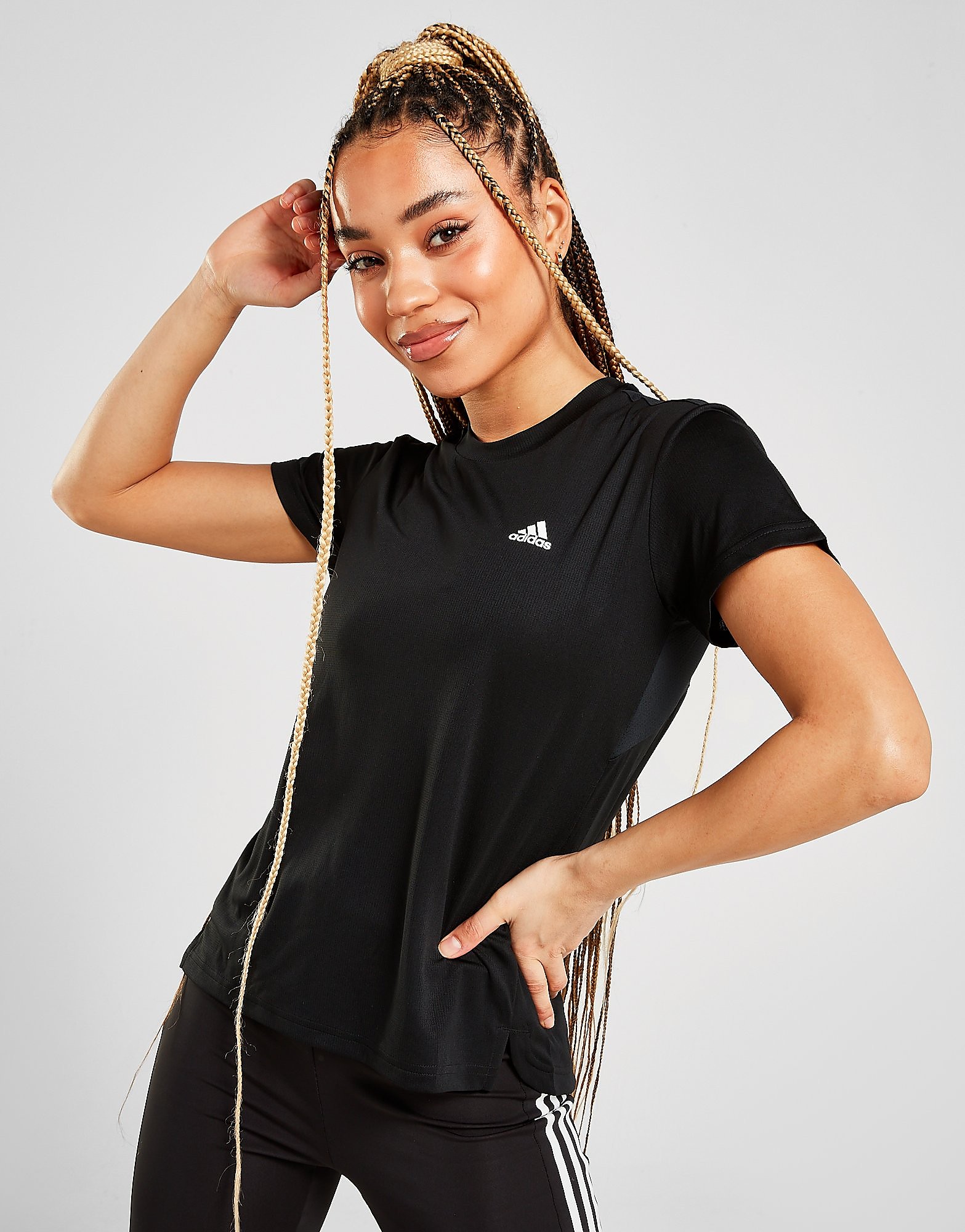 

adidas Core 3-Stripes Short Sleeve T-Shirt - Black / White - Womens, Black / White