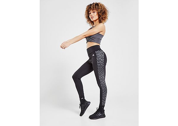 adidas Tight Designed To Move AEROREADY Leopard Print 7/8 - Black / Grey Four, Black / Grey Four