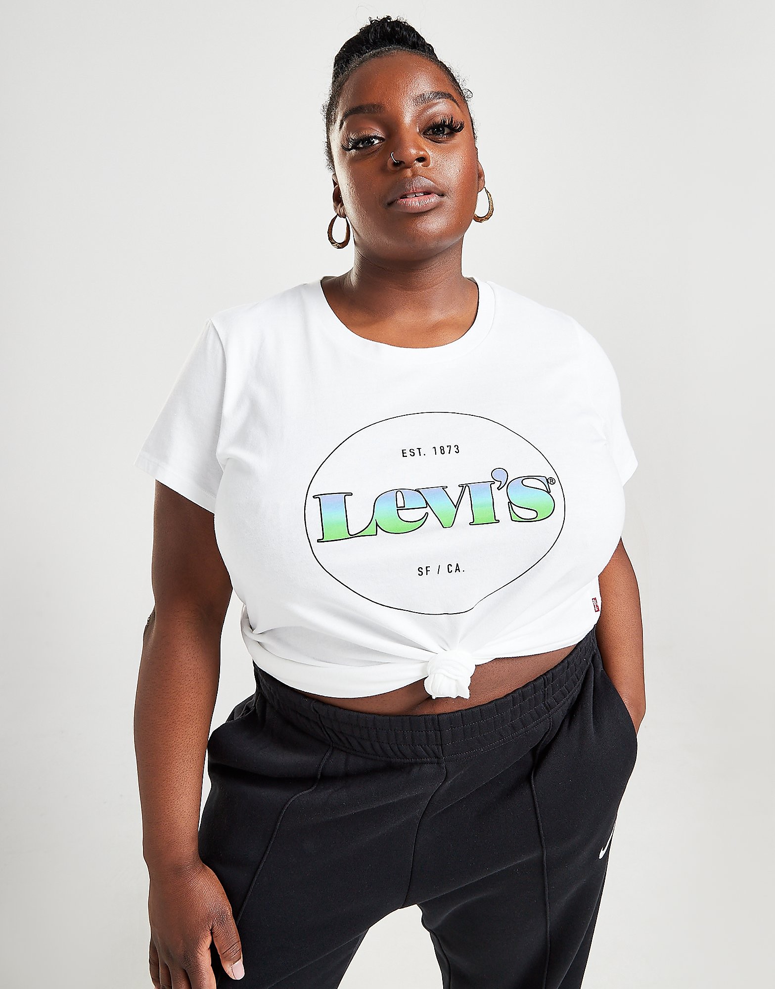 Levis Fade Logo Plus Size T-Shirt - White/Blue - Womens, White/Blue