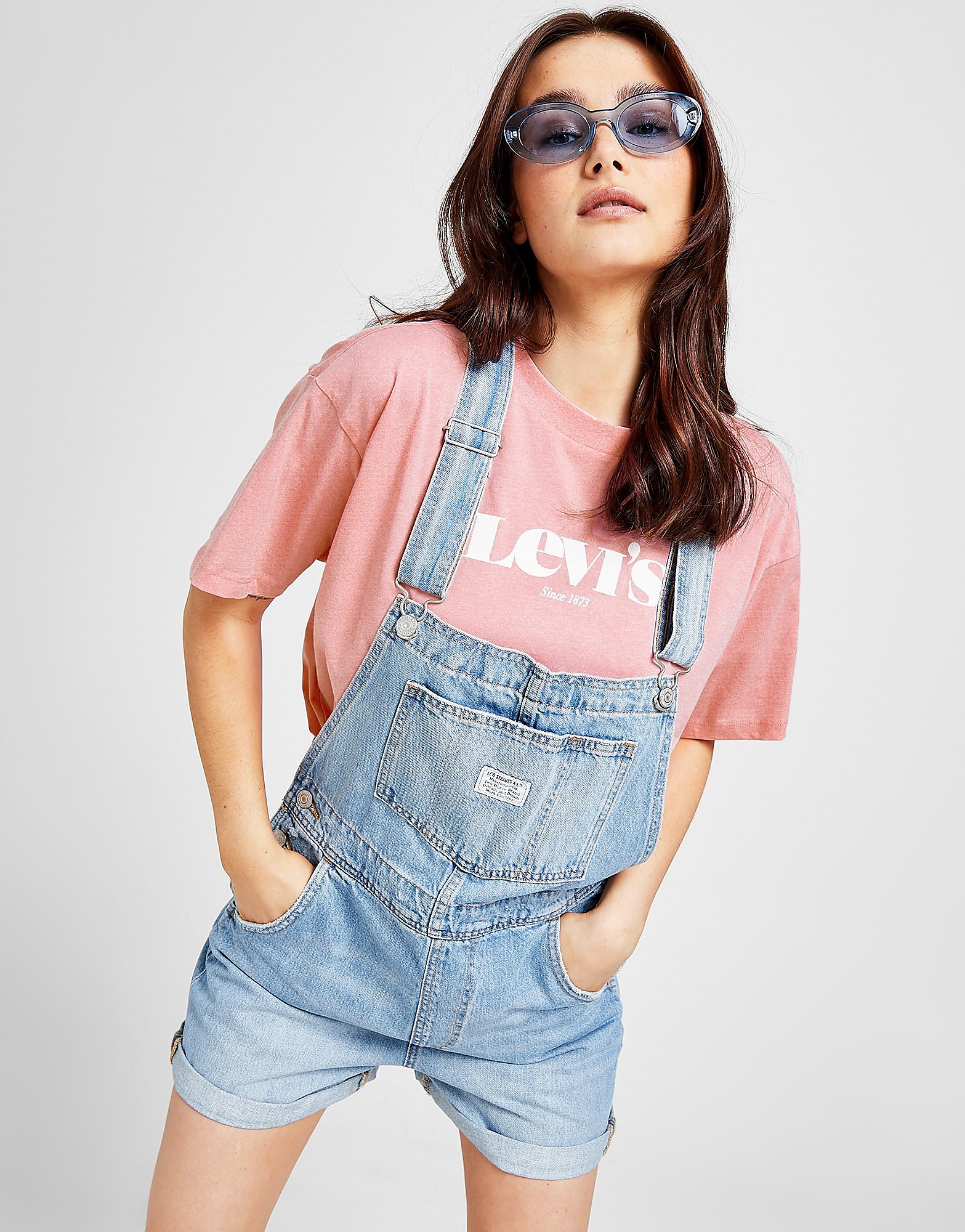 

Levis Short Dungaree - Blue - Womens, Blue
