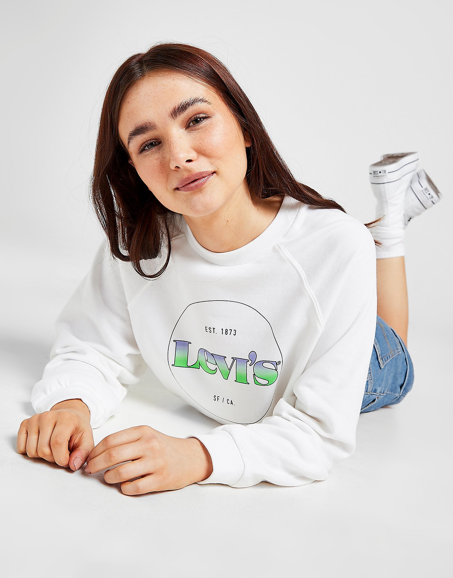 

Levis Fade Logo Crop Crew Sweatshirt - White - Womens, White