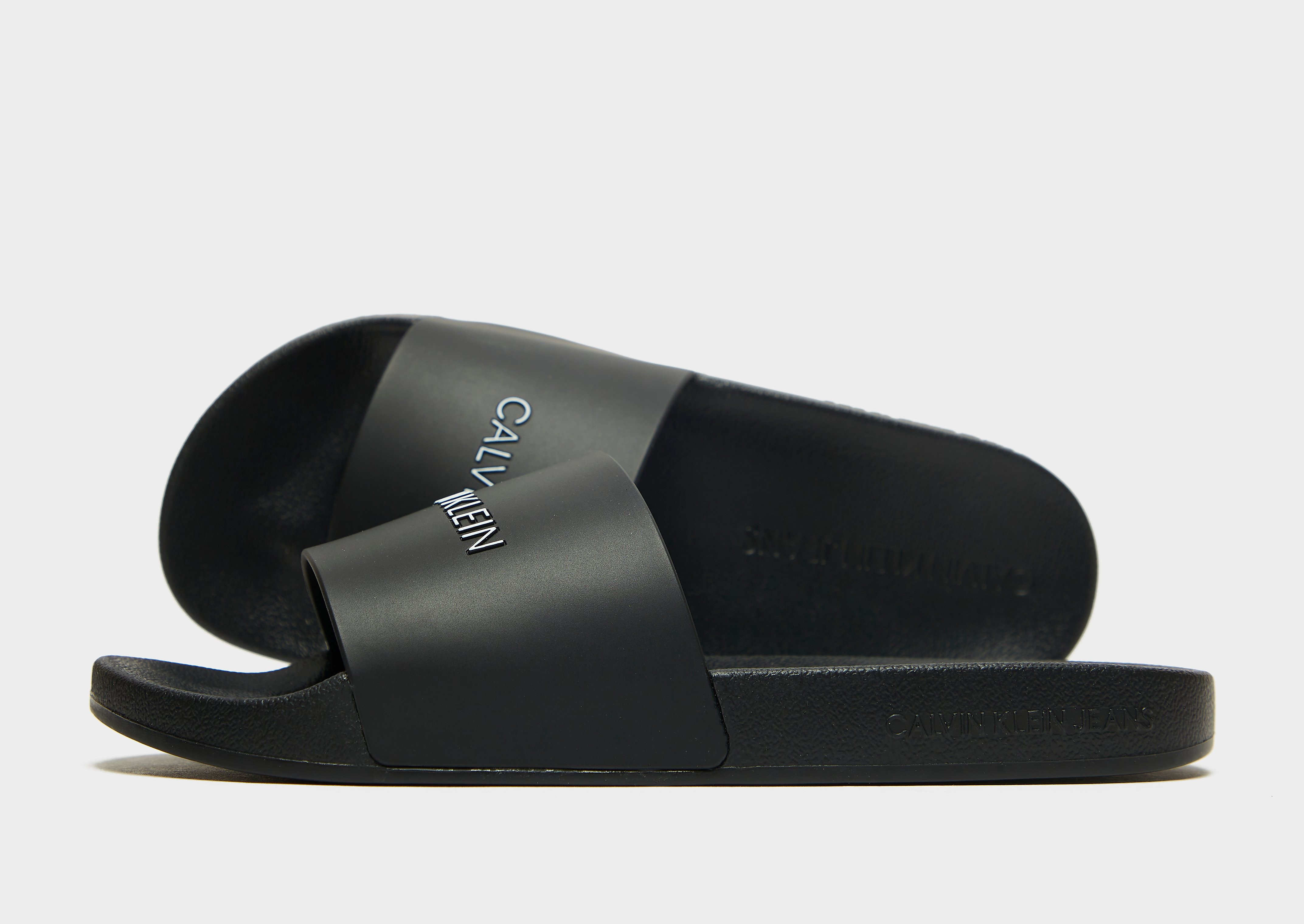 

Calvin Klein Script Slides - Black - Womens, Black