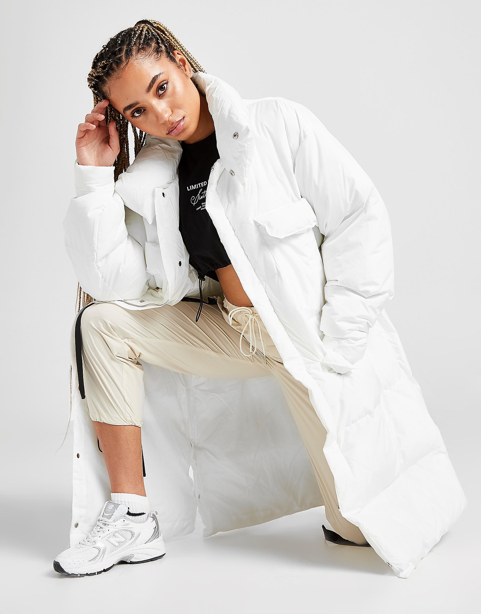 

Sixth June Longline Oversized Puffa Jacket - White - Womens, White