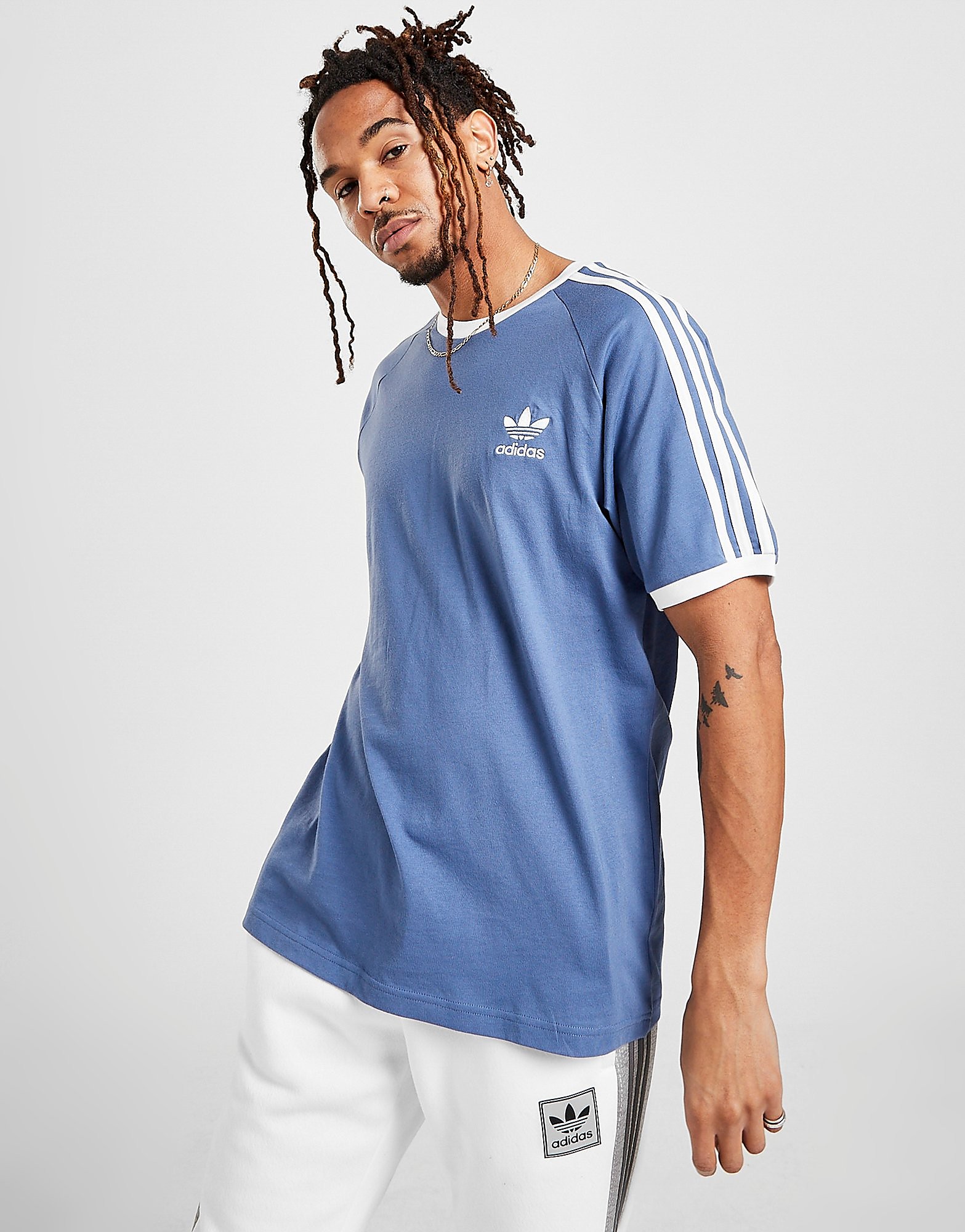 

adidas Originals California 3-Stripes T-Shirt - Crew Blue - Mens, Crew Blue