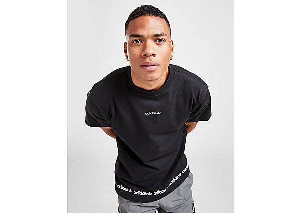 adidas Originals T-shirt Linear Logo Repeat Short Sleeve - Black / Screaming Pink, Black / Screaming