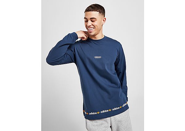 adidas Originals T-shirt Linear Repeat Long Sleeve - Crew Navy, Crew Navy