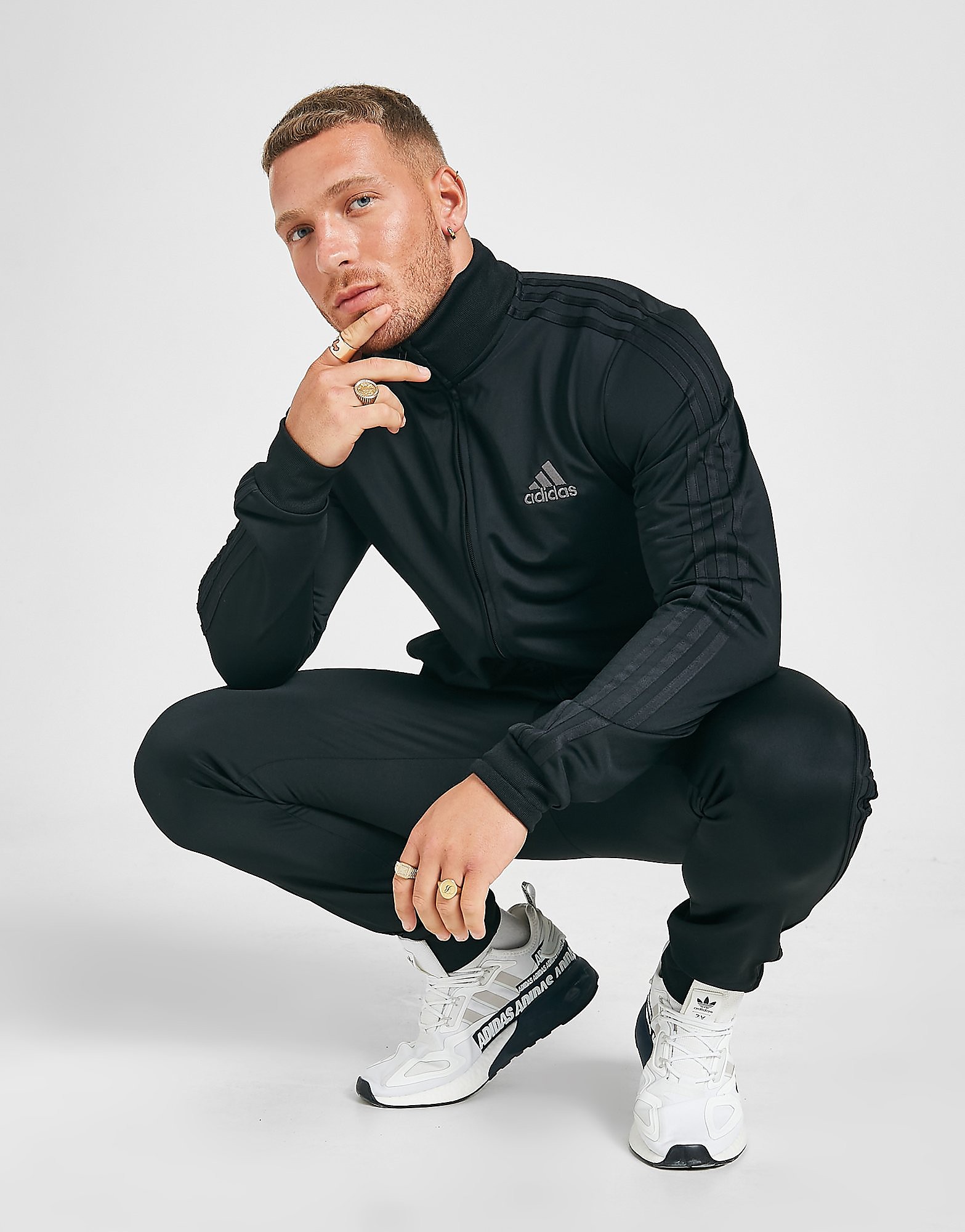 Adidas 3 stripe clearance poly tracksuit mens