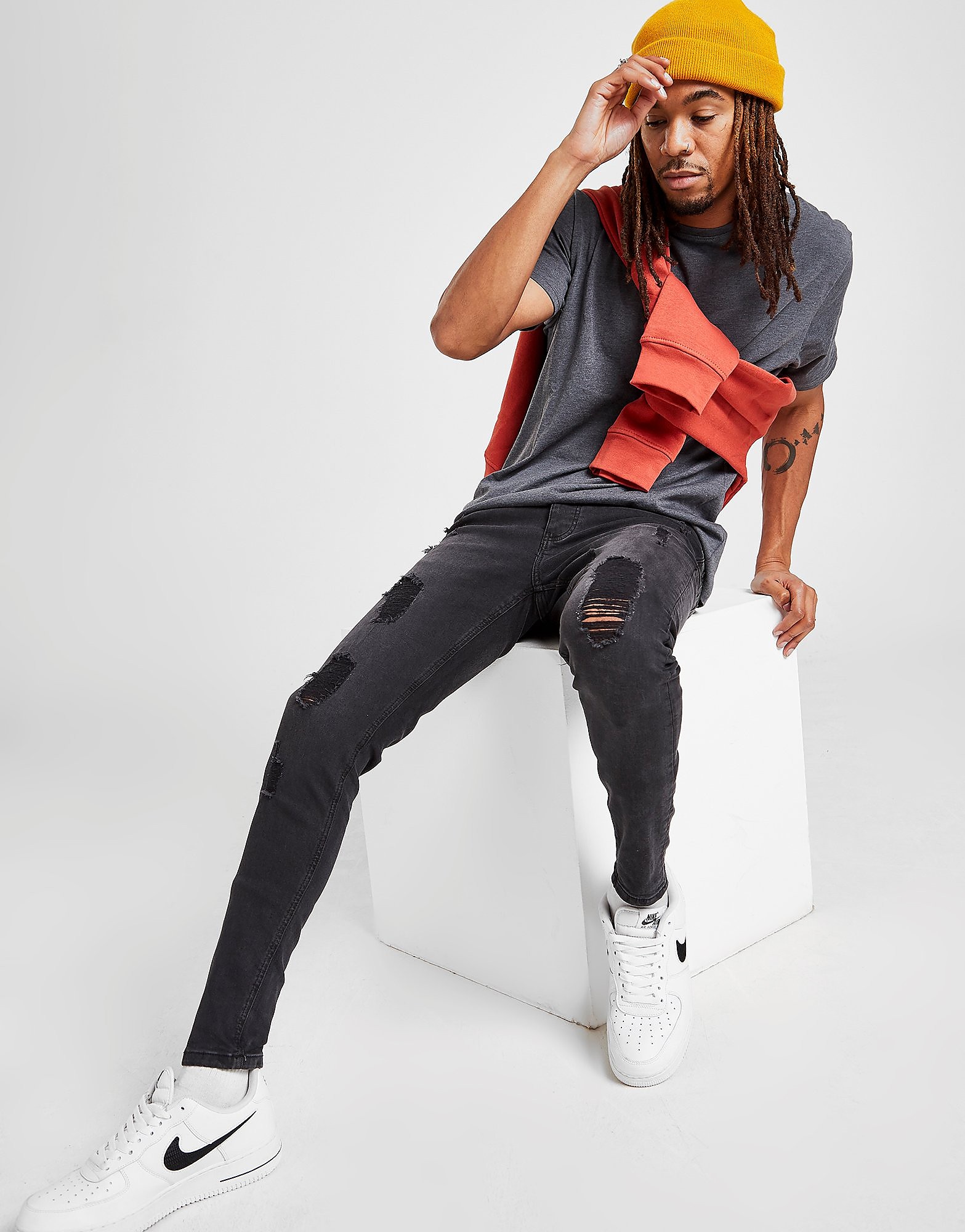 

VALERE Skinny Ripped Jeans - Only at JD - Black - Mens, Black