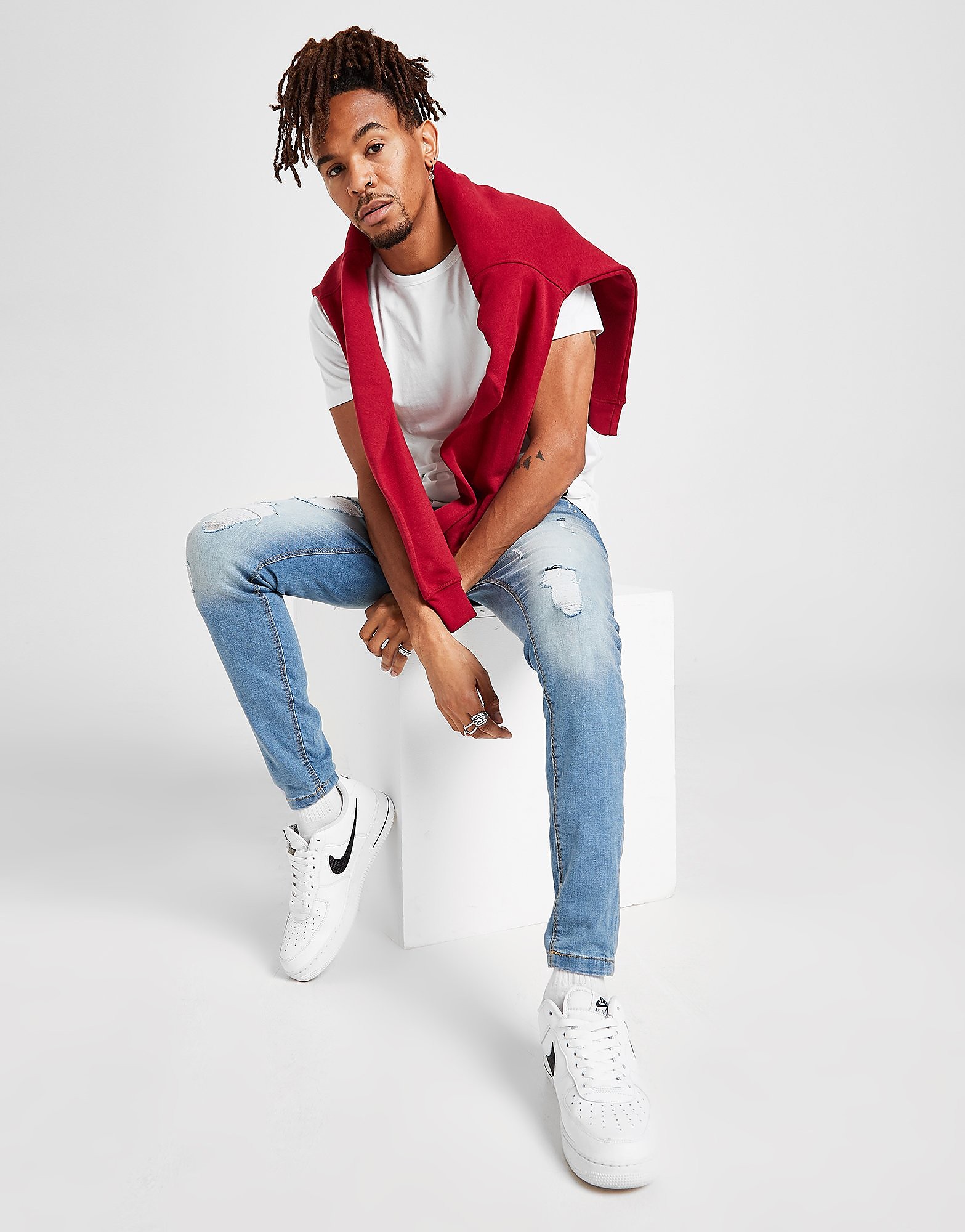 

VALERE Skinny Ripped Jeans - Only at JD - Blue - Mens, Blue