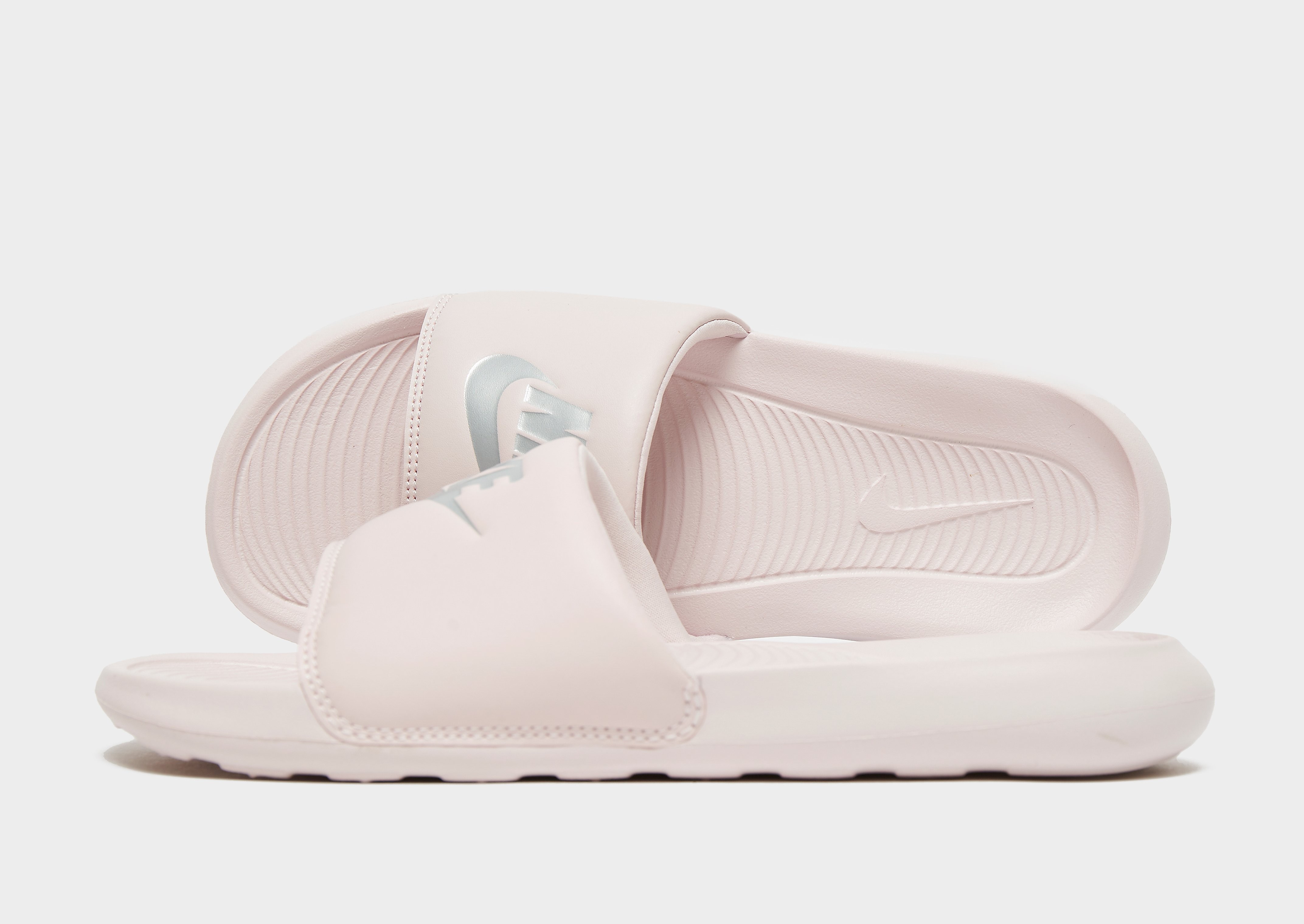 Nike Victori One Slides Women's - Barely Rose/Barely Rose/Metallic Silver, Barely Rose/Barely Rose/Metallic Silver