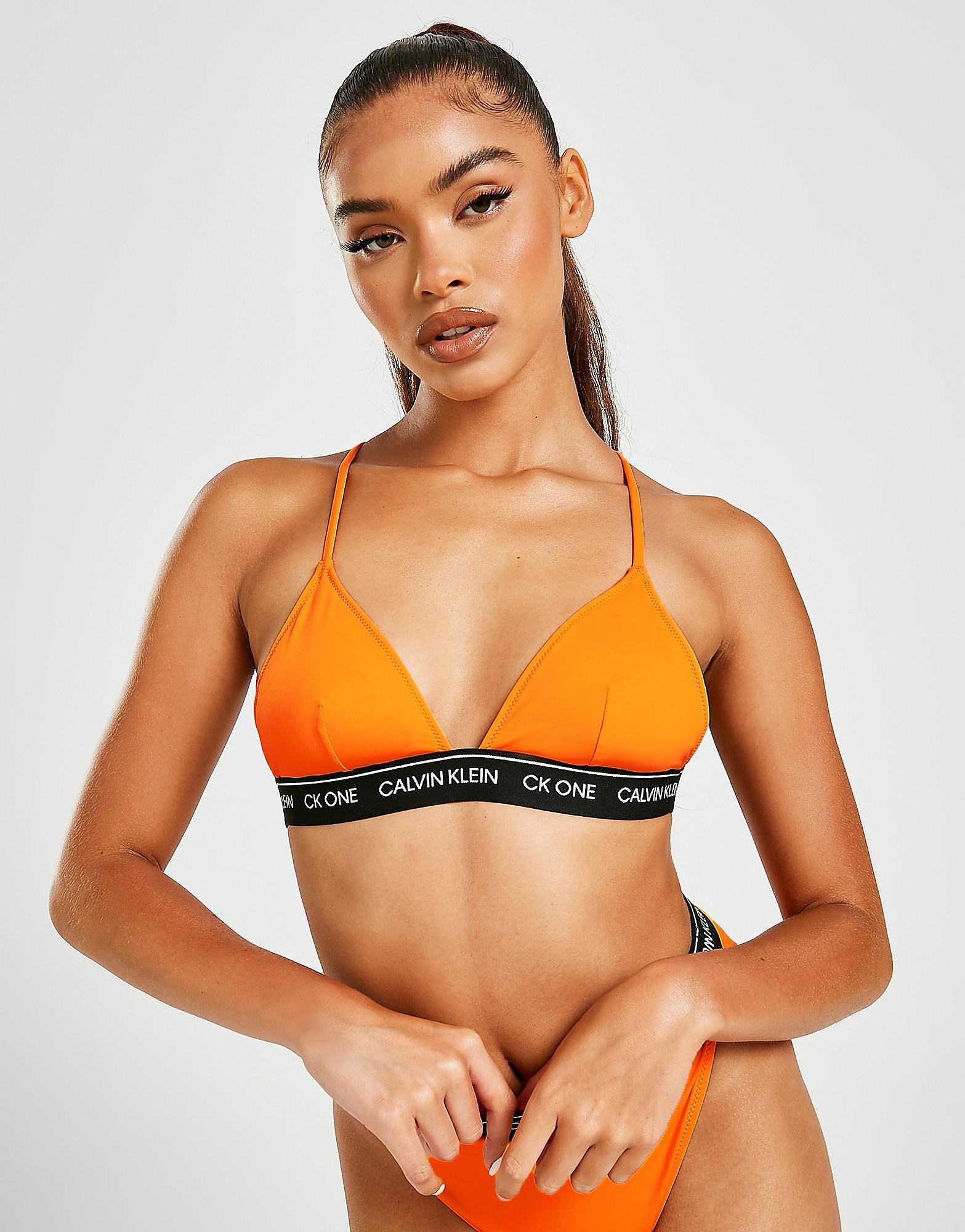 

Calvin Klein Swim CK One Triangle Bikini Top - Orange - Womens, Orange