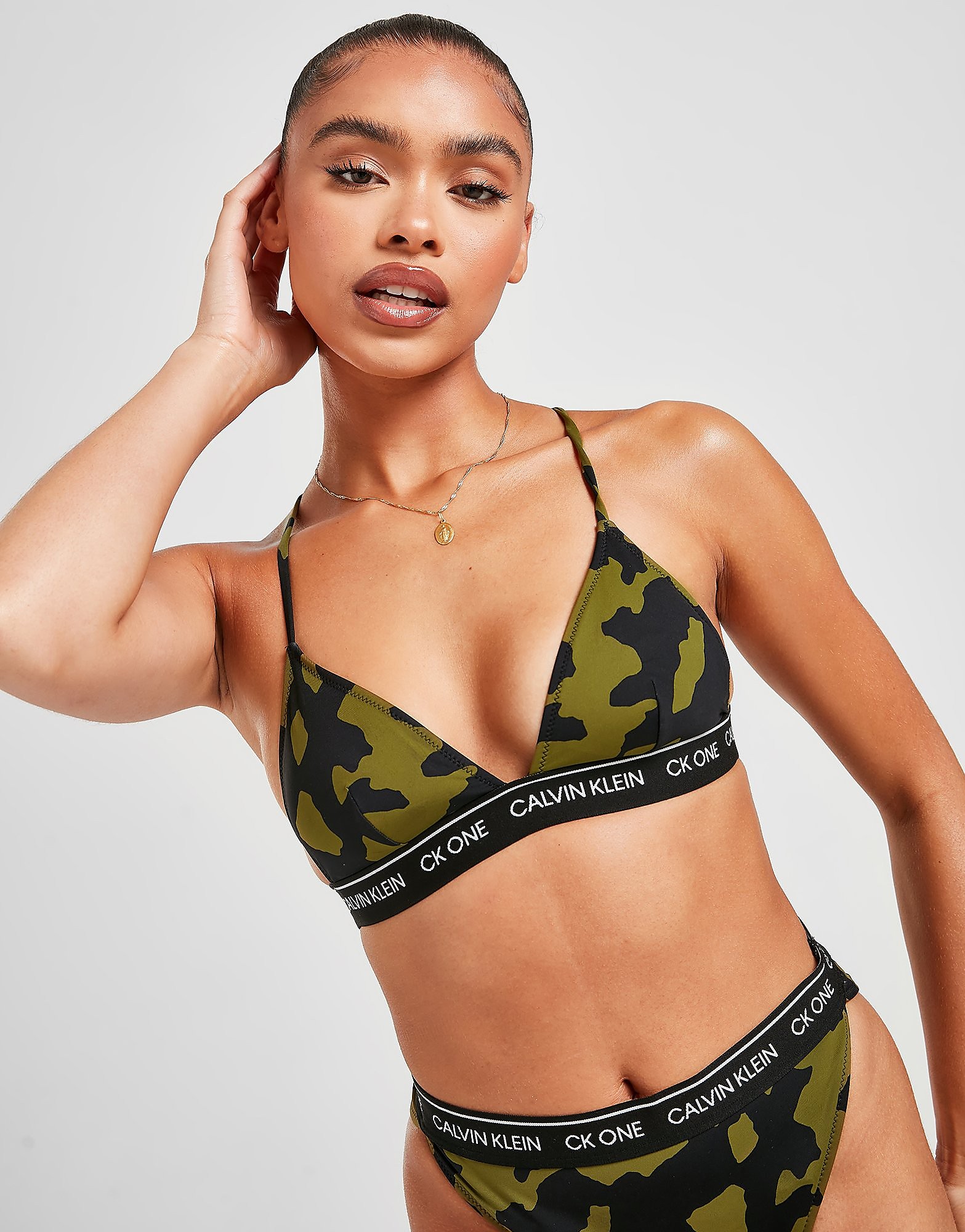 

Calvin Klein Swim CK One Triangle Bikini Top - Green - Womens, Green