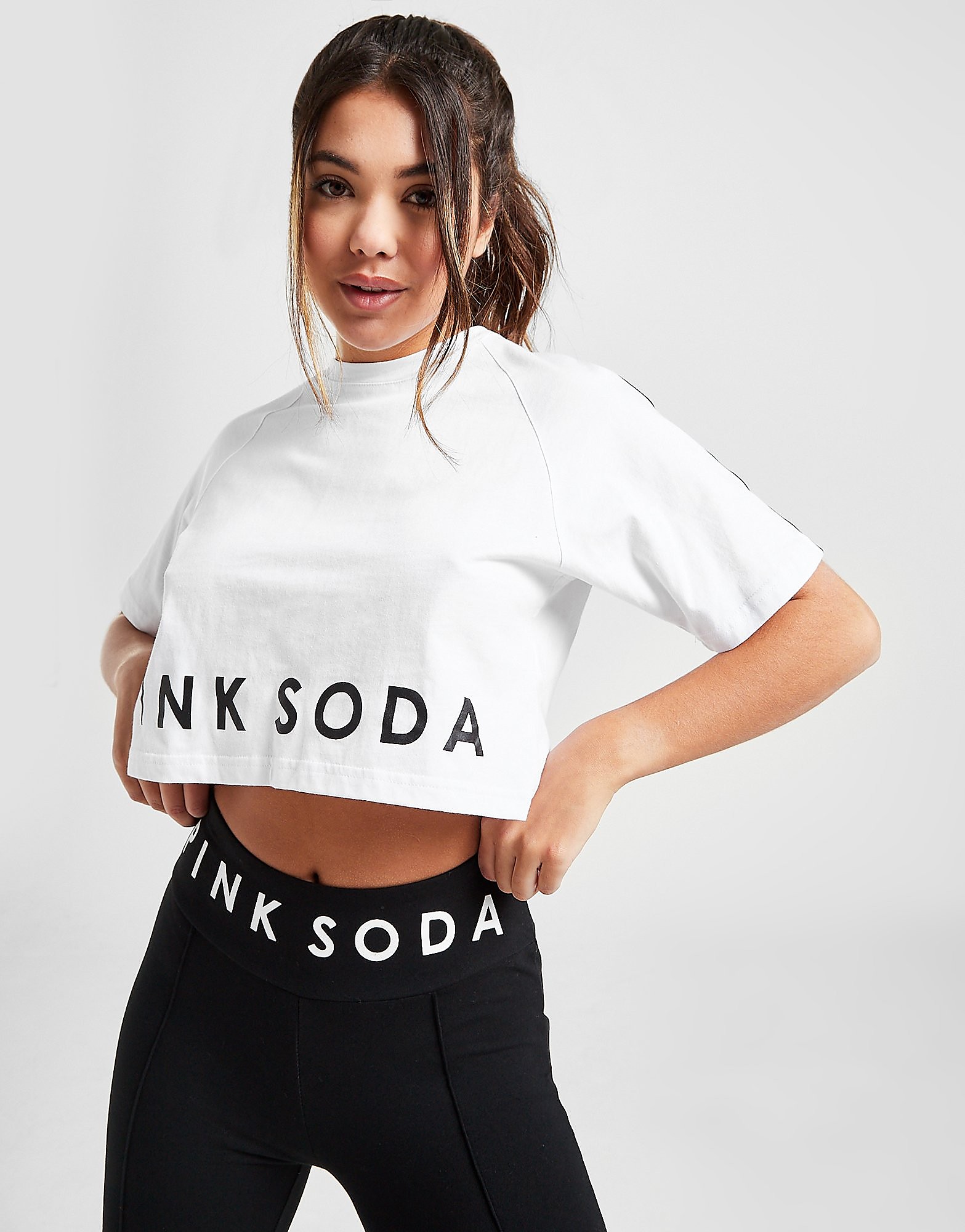 

Pink Soda Sport Micro Tape Crop T-Shirt - Only at JD - White - Womens, White