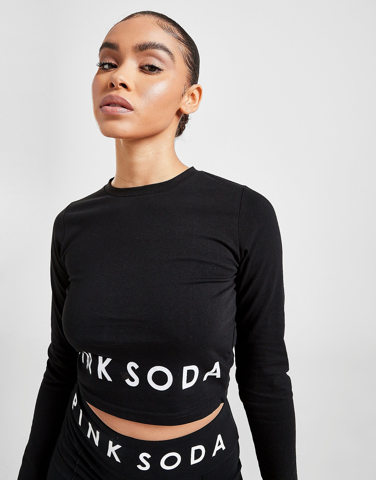 

Pink Soda Sport Core Long Sleeve Crop Top - Only at JD - Black - Womens, Black