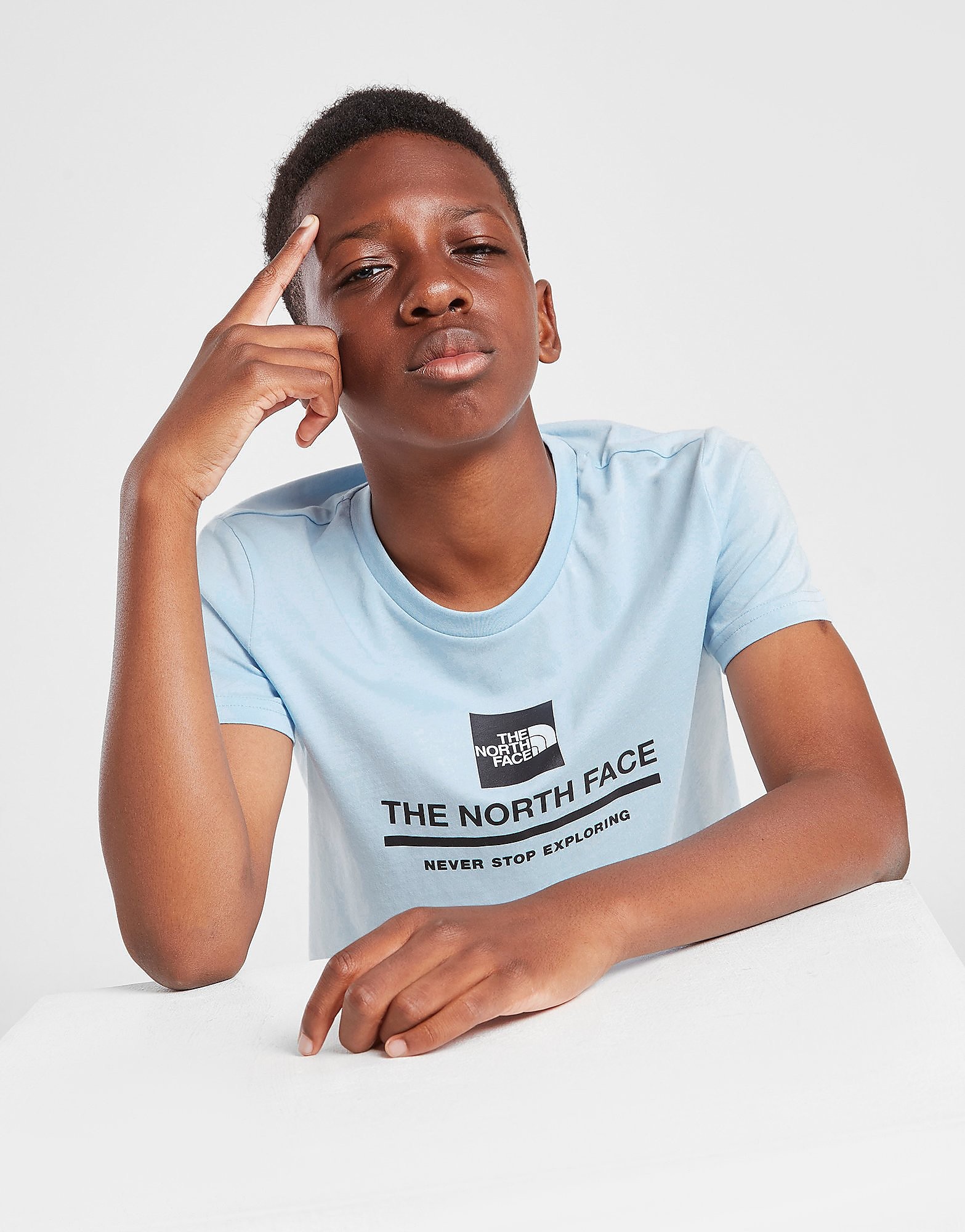 The north face linear box logo t-shirt junior - only at jd - kids, sininen, the north face