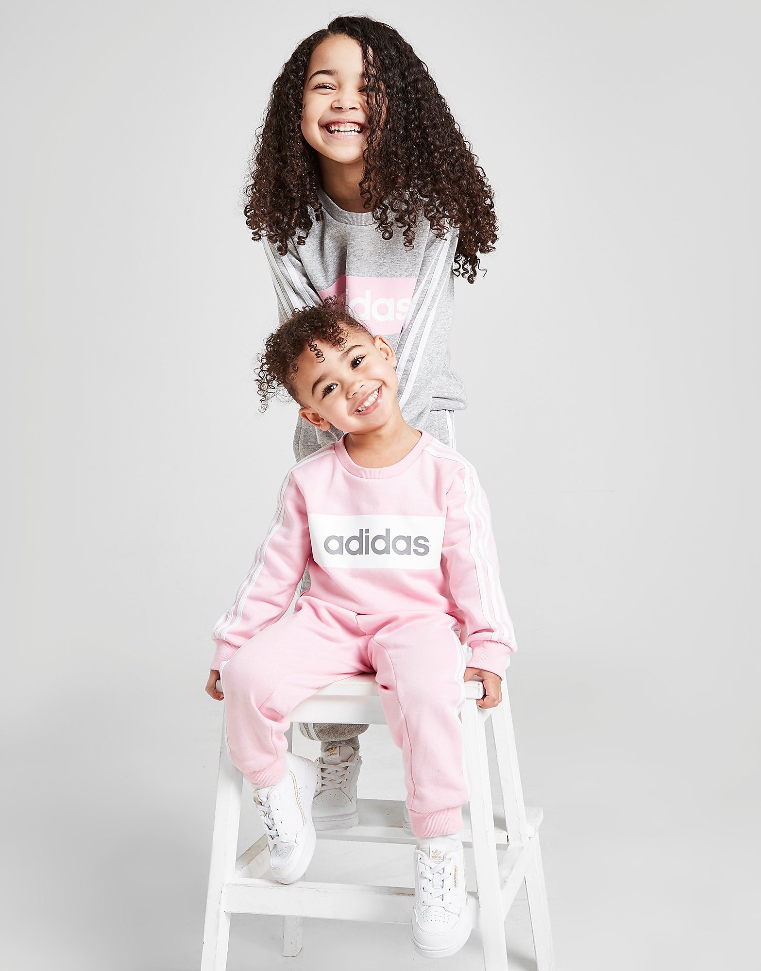 Adidas girls' linear essential crew tracksuit infant - only at jd - kids, vaaleanpunainen, adidas