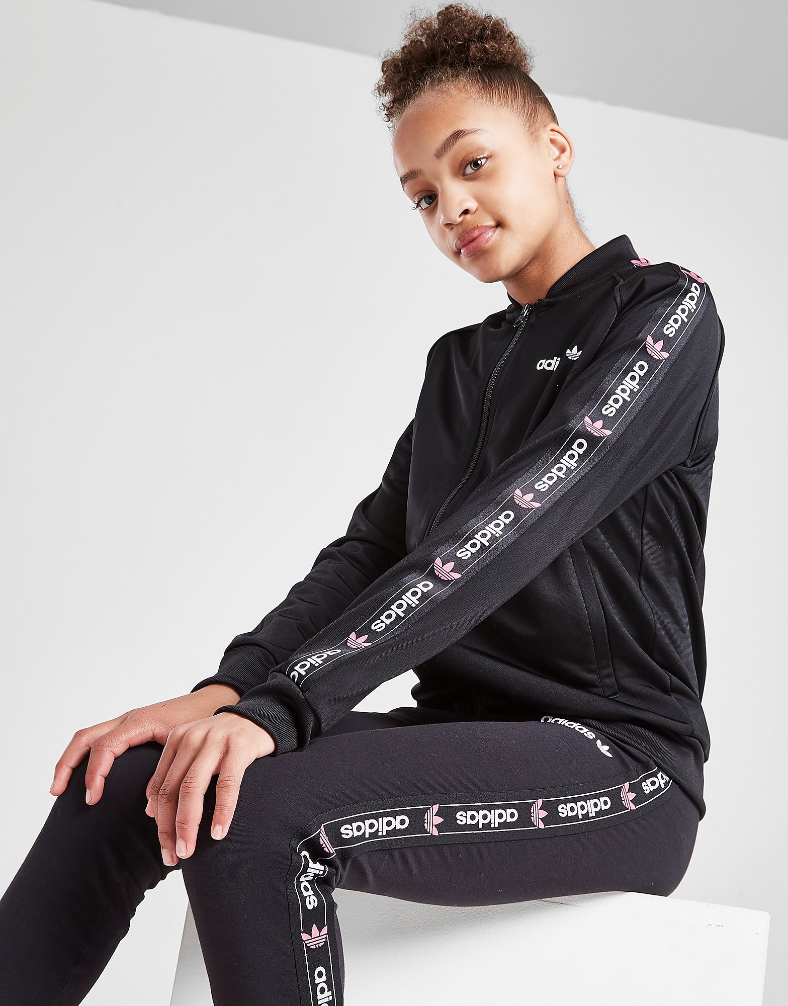 

adidas Originals Girls' Tape SS Track Top Junior - Only at JD - Black - Kids, Black